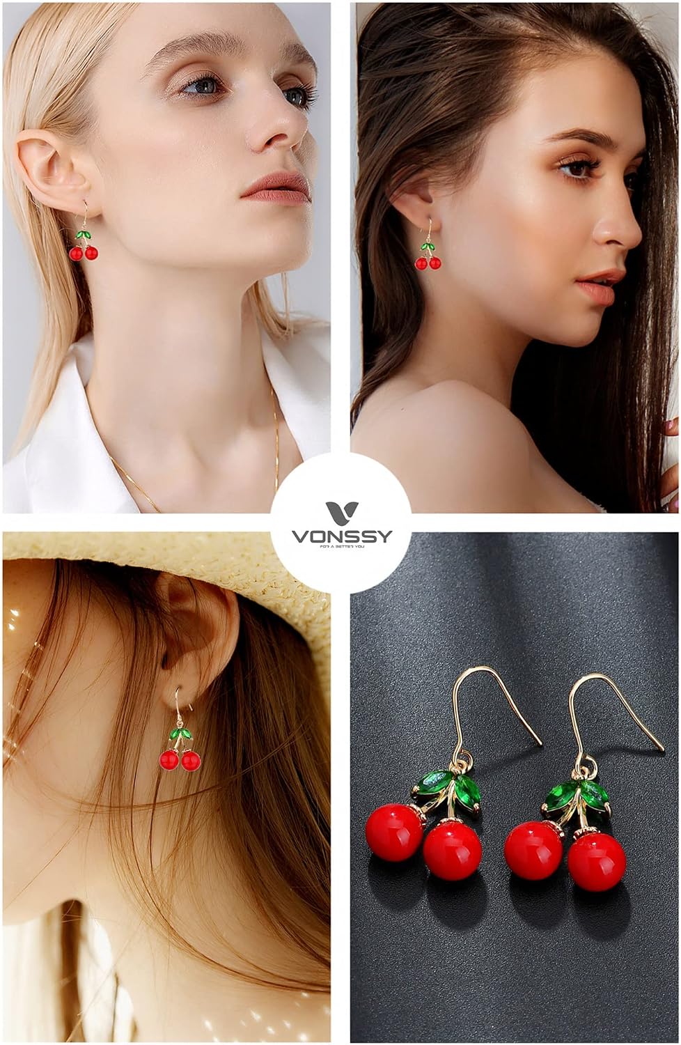 Thumbnail 3 de VONSSY Gemstone Cherry Drop Earrings 2.00ct