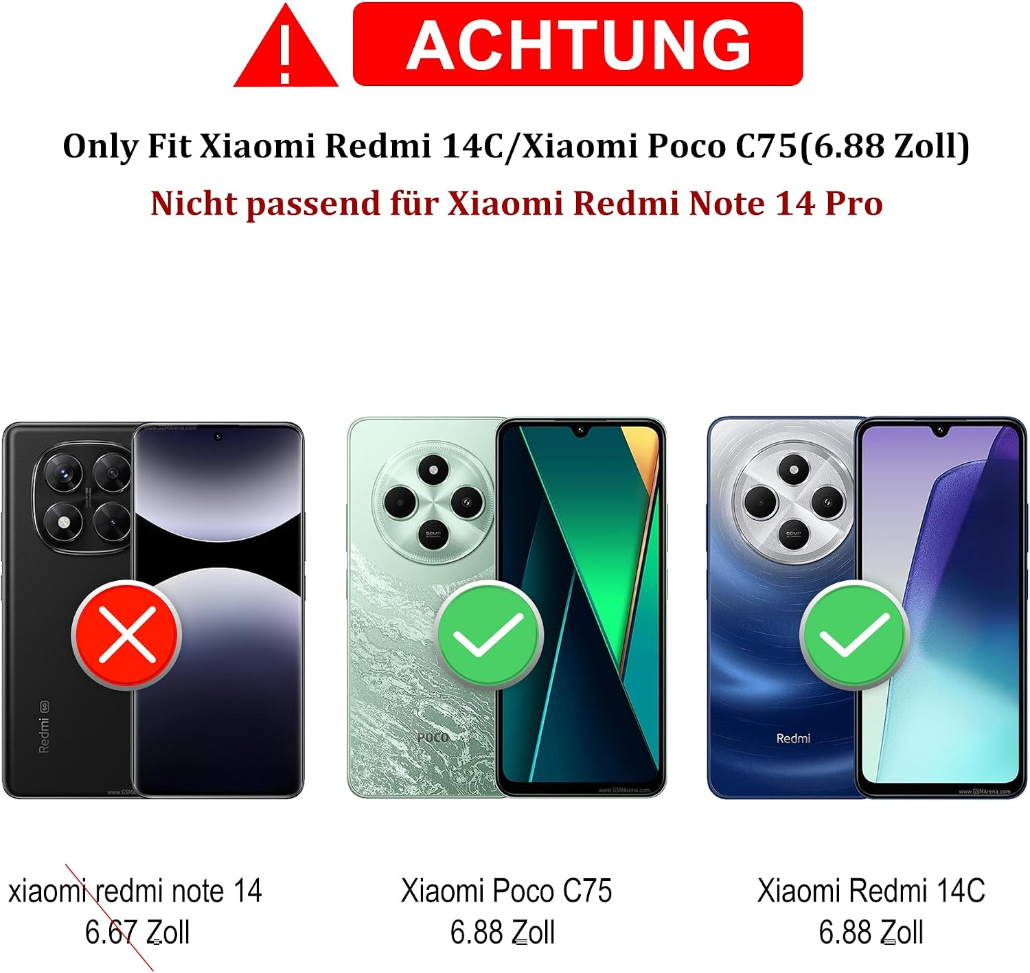 Detalle de Jshru Hülle für Xiaomi Redmi 14C / Poco C75 – Kameraschutz Slide, 360° Metallständer, zwei Schutzfolien, Militär-Grad Stoßfest, Alpengrün