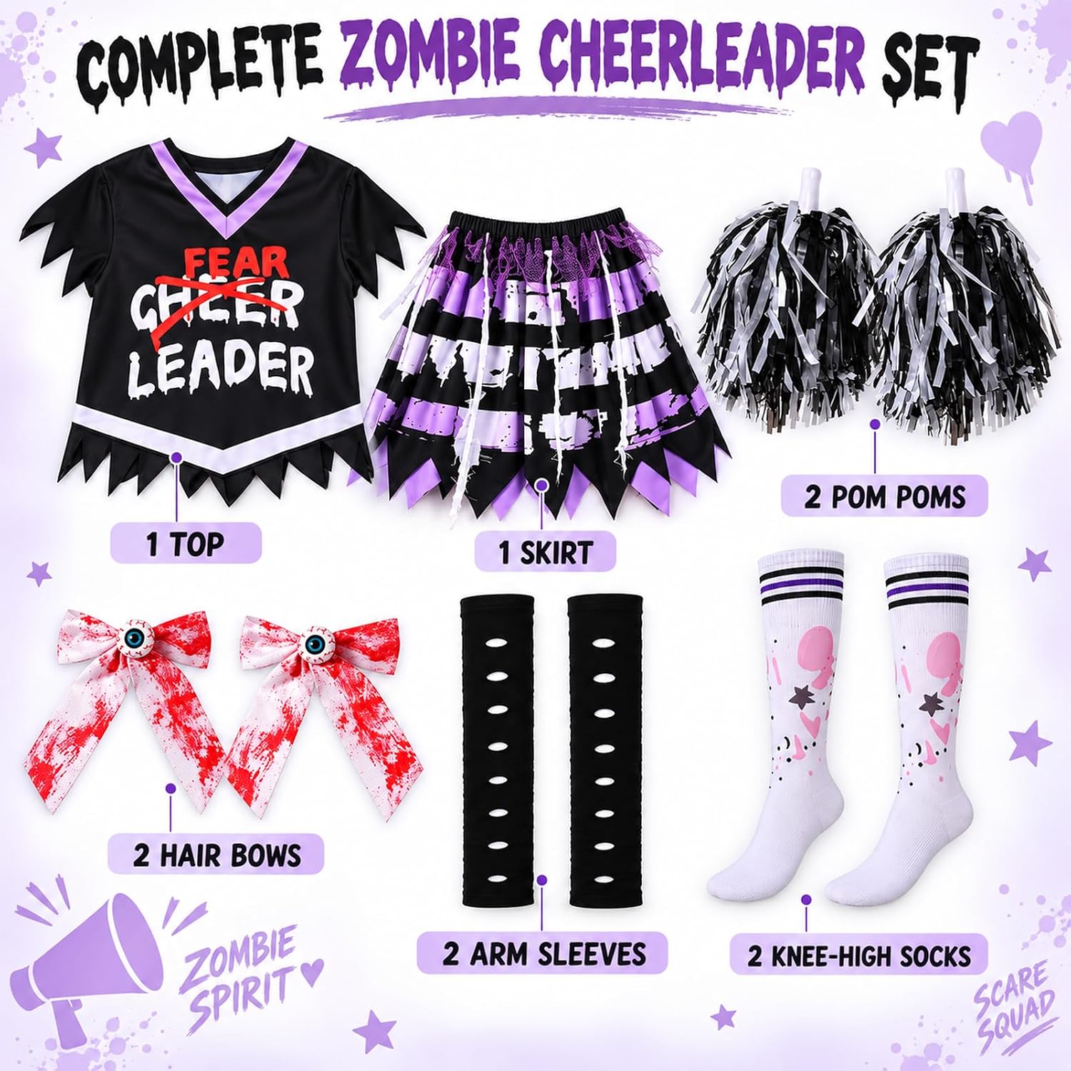Detalle 2 de Zombie Cheerleader Costume for Girls, Size M