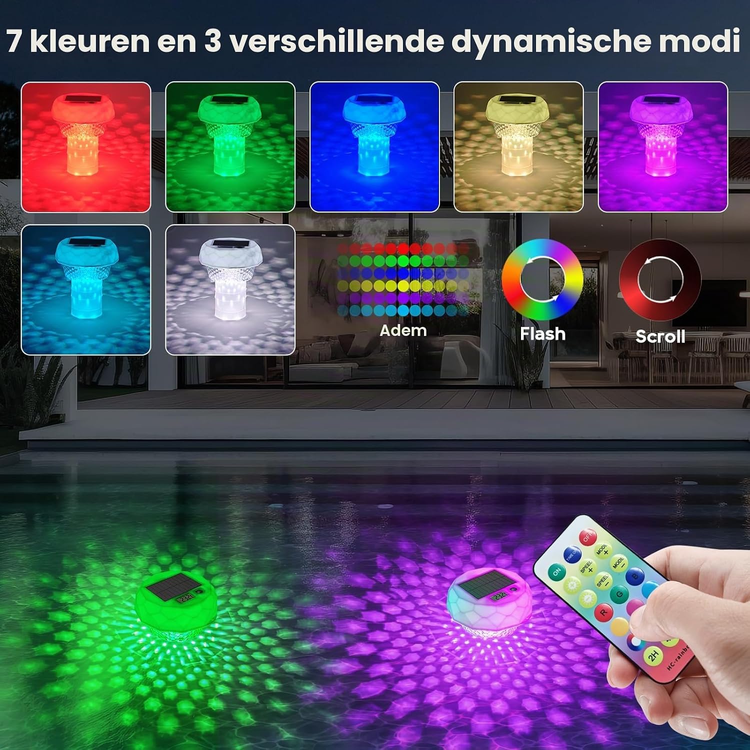 Detalle de INTERESTIME INT-LPHD-3H1EU 3-in-1 zwembad-drijver met thermometer en zonnelamp