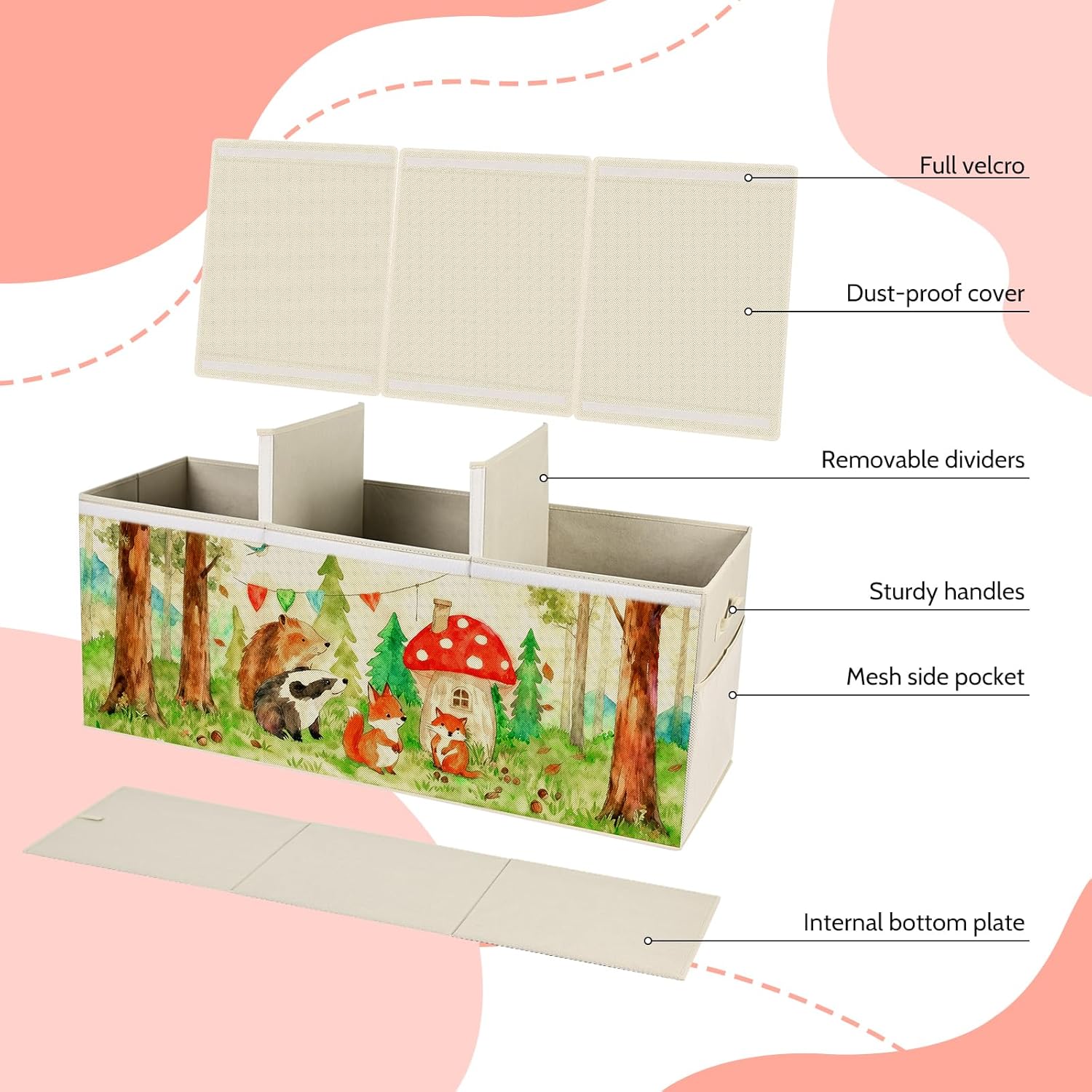 Thumbnail 3 de KR KITCHENRAKU Toy Box Storage with Lid – Extra Large 99x34x39cm (Off-white) by KitchenRaku