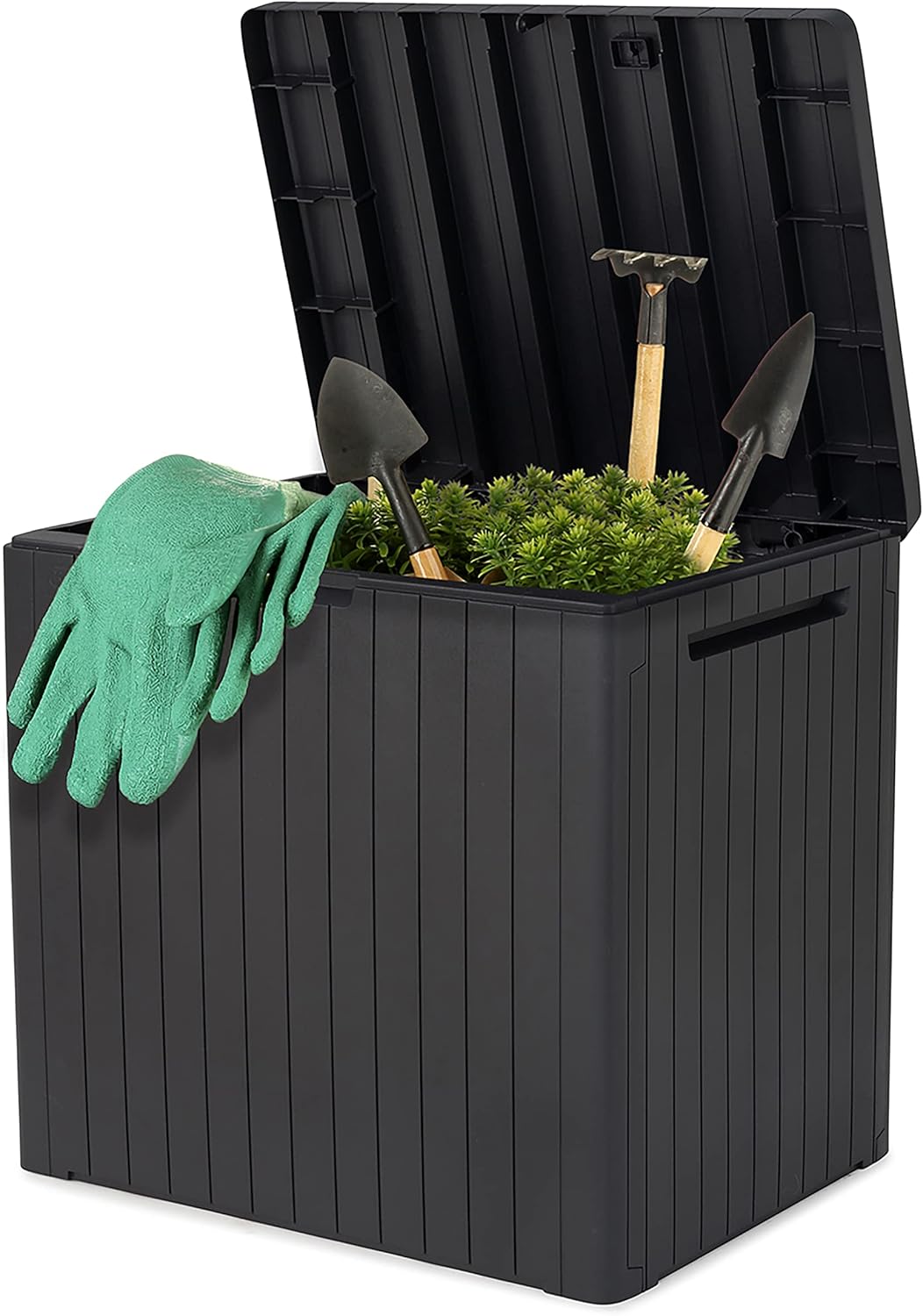 Thumbnail 1 de Keter City Box 113 L – Aufbewahrungsbox in dunkelgrau mit Holzoptik