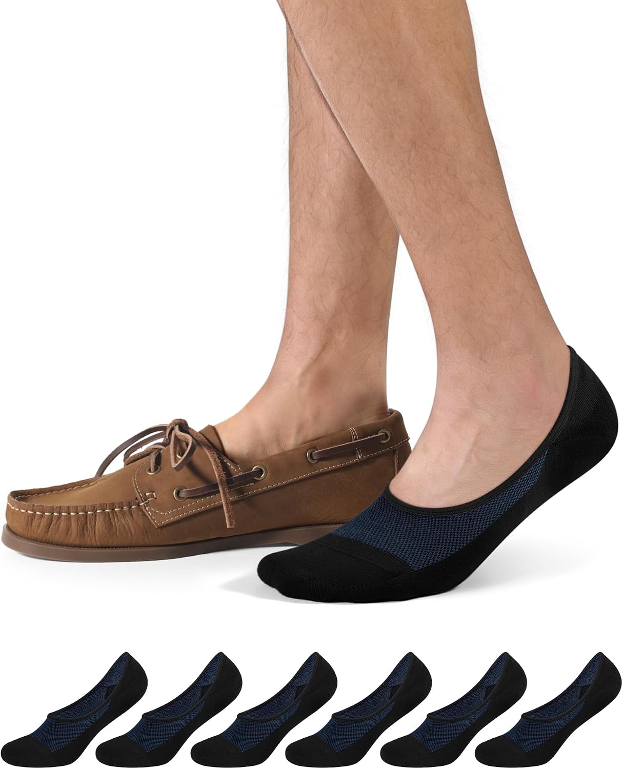 Detalle de CLOSEMATE Füßlinge Herren – 6 Paar unsichtbare Sneaker-Socken mit rutschfestem Silikon und atmungsaktivem Mesh (Gr.39-42 / 43-46)