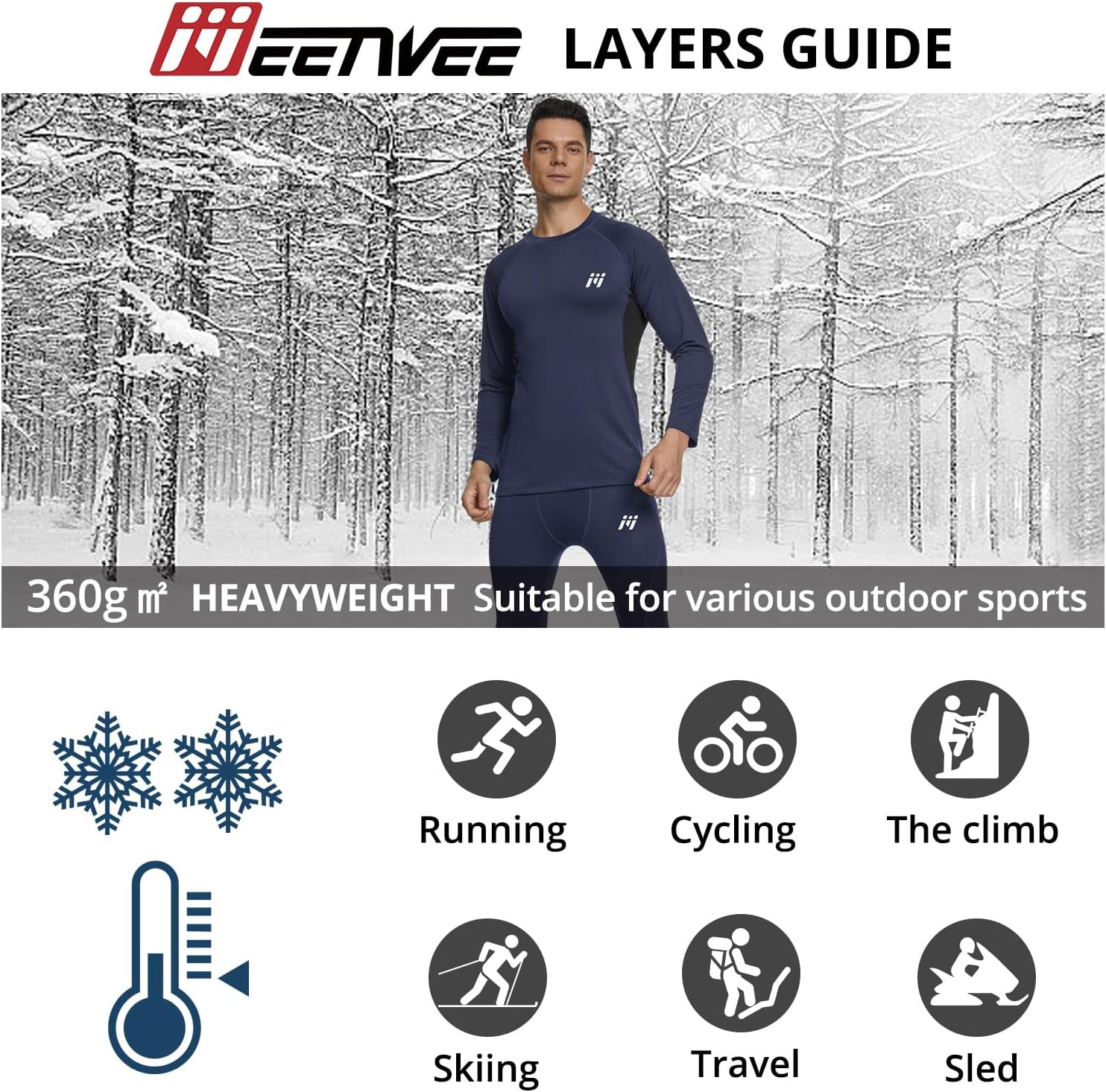 Thumbnail 6 de MEETWEE Men’s Thermal Underwear Set – Winter Long Sleeve Base Layer for Active Outdoor Workouts