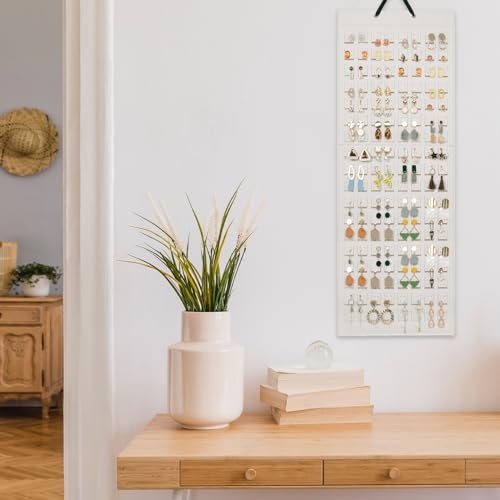 Detalle 2 de Lolalet Organizador de Pendientes Colgantes - Soporte de Pared para Aretes, 304 pares, Crema