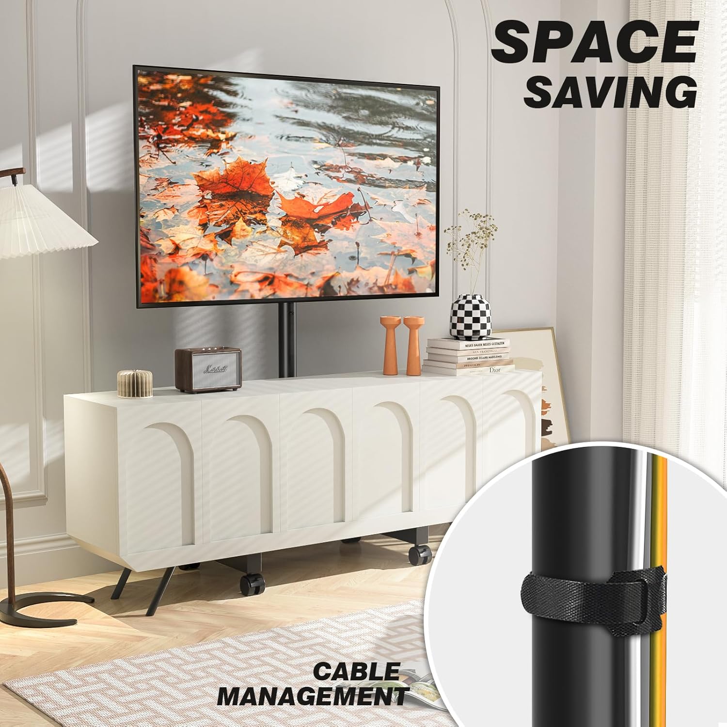 Thumbnail 5 de TVON Support TV sur pied à roulettes avec rotation 90° et inclinaison (VESA jusqu’à 200x200) pour télé de 13 à 50 pouces