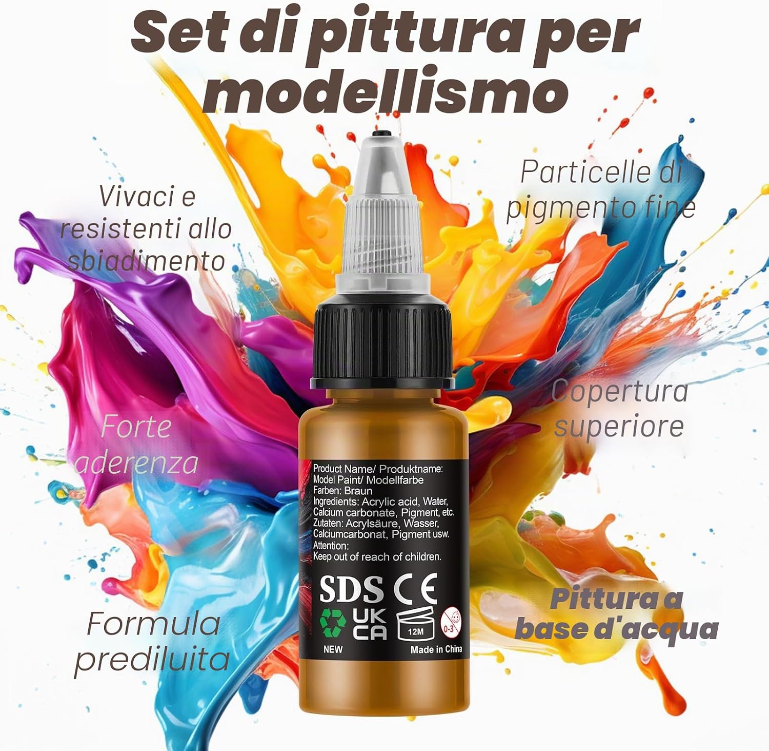Detalle de X ARTY HUB Set di Colori Acrilici per Modellismo 20 Colori con 3 Pennelli e Preparati per Aerografo