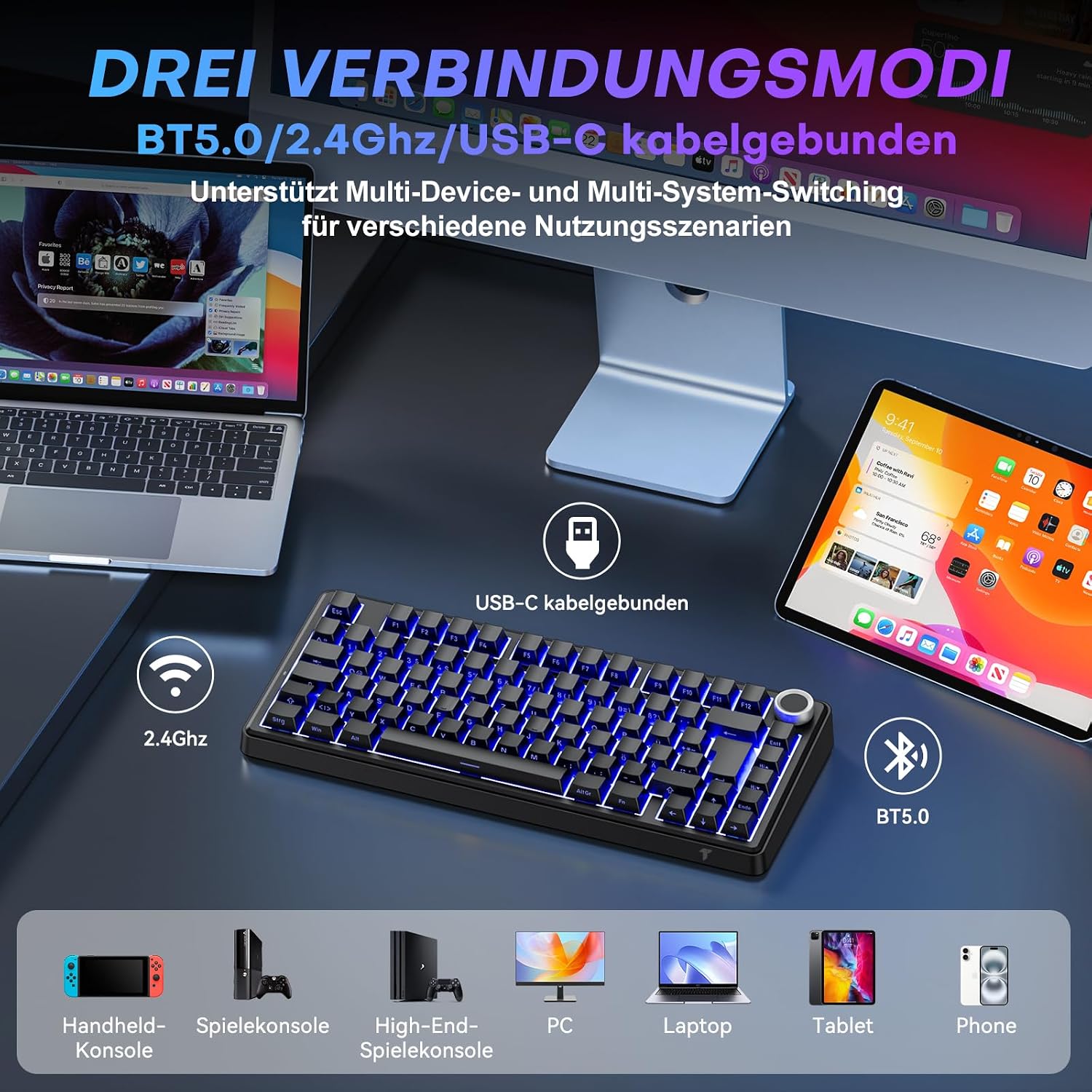 Thumbnail 5 de TECURS MK209 75% mechanische Tastatur 🔌