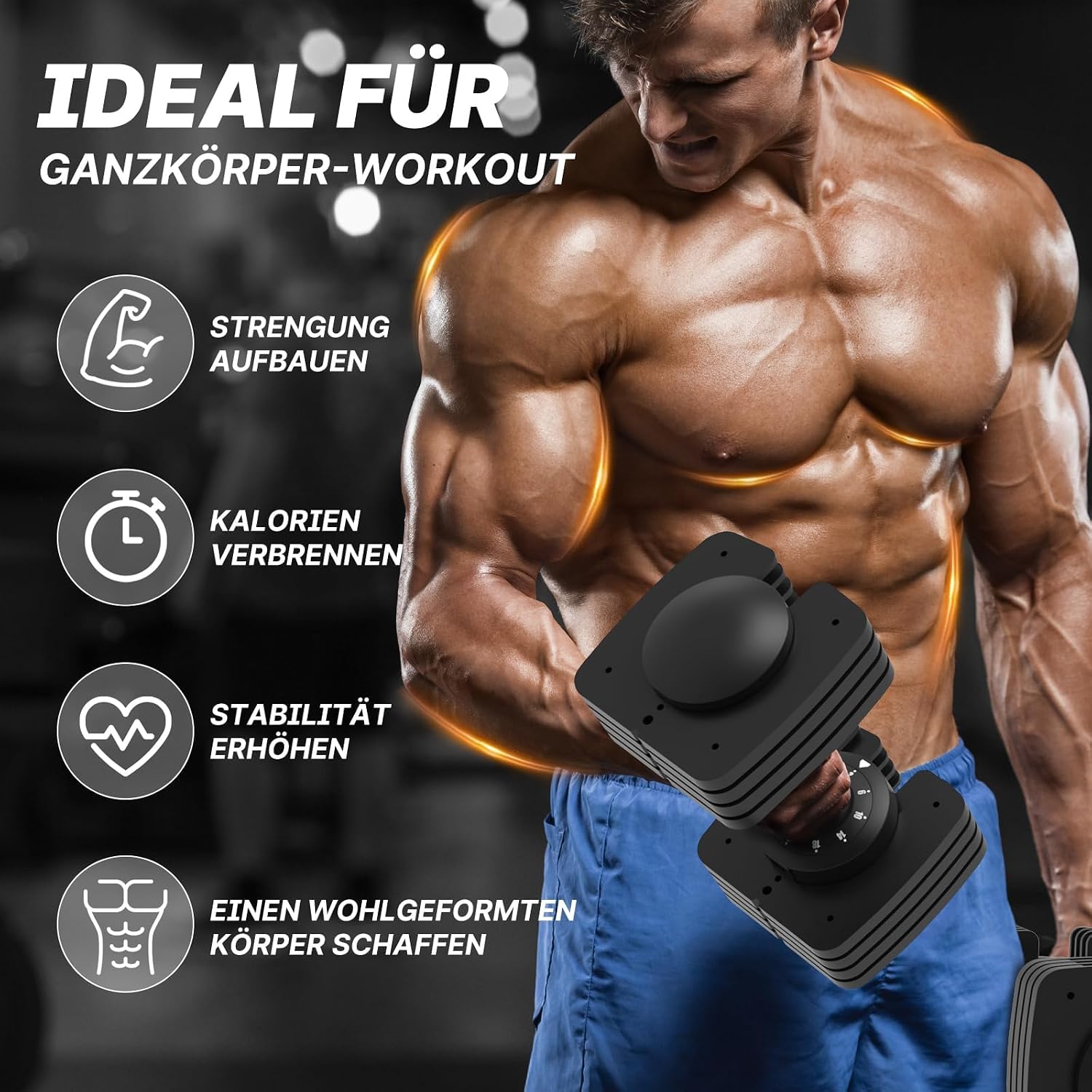 Detalle de EnterSports verstellbare Kurzhanteln 12 kg/18 kg/27 kg mit rutschfestem Griff – platzsparend für Training zuhause & Studio