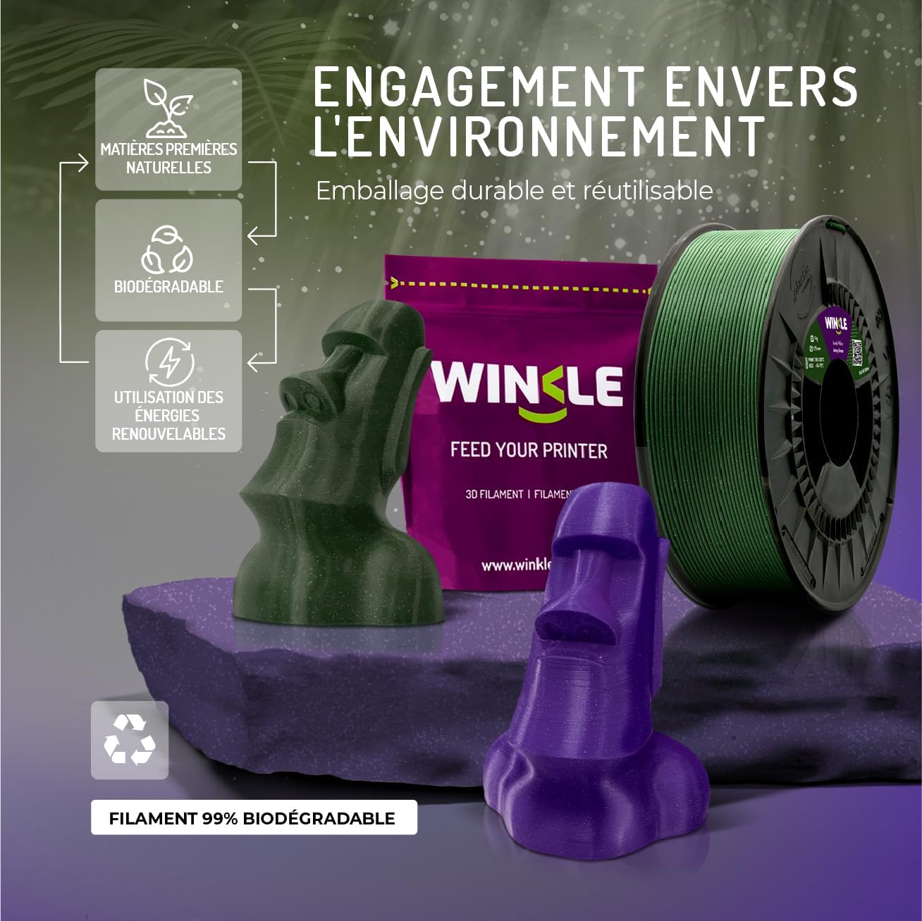 Thumbnail 5 de WINKLE Filament PLA 1,75 mm Noir Galaxy 🖨️