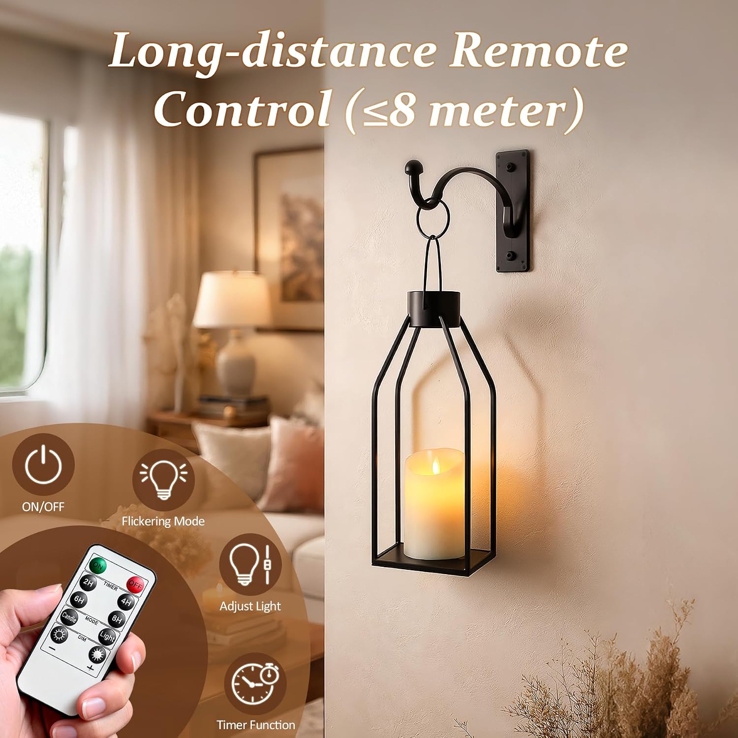 Detalle 2 de Mavandes Flammlose Säulen LED-Kerzen mit Fernbedienung – Echtes Wachs, bewegliche Dochte, 3er-Set (10 cm, 12,5 cm, 15 cm)