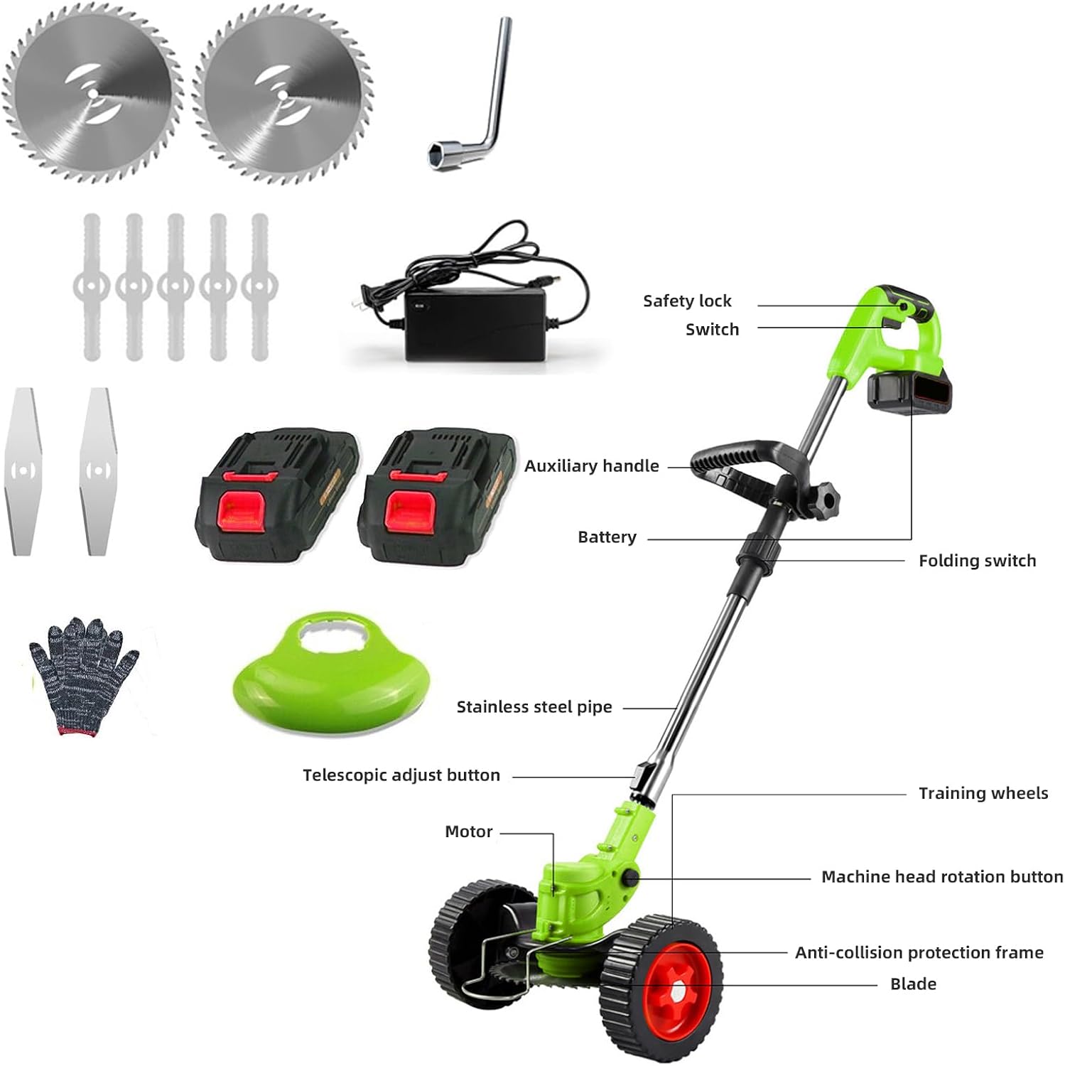 Detalle de Electric Cordless 21V Grass Strimmer 2x2000mAh