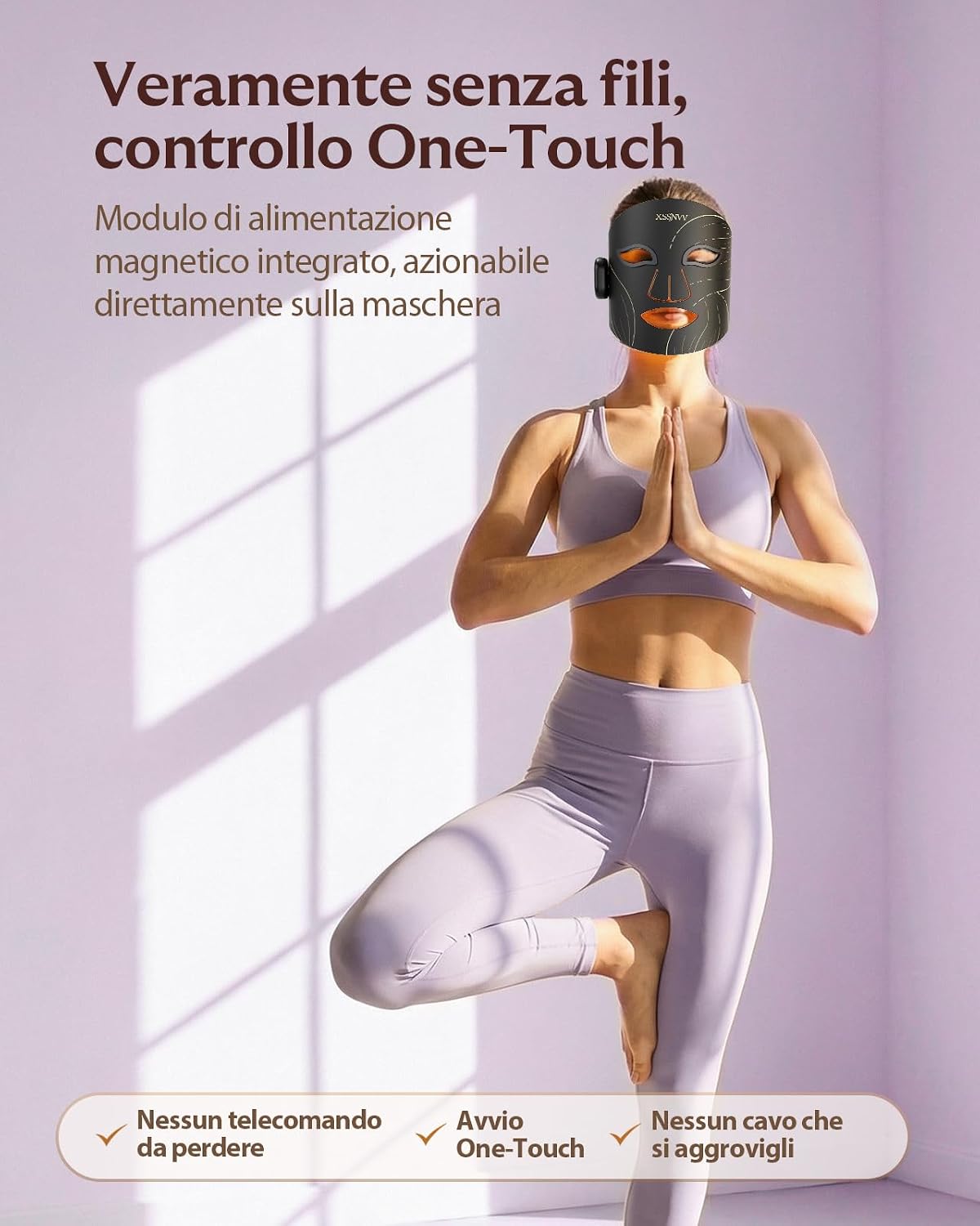 Detalle 2 de XSSNVV Maschera LED Viso con Luce Rossa e 272 LED Infrarossi NVV03 – Maschera Facciale Multicolore, Wireless e Ricaricabile