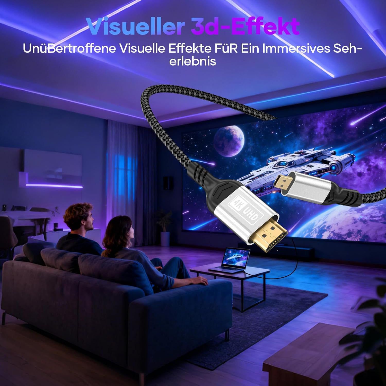 Thumbnail 4 de Micro HDMI zu HDMI 3 m Kabel