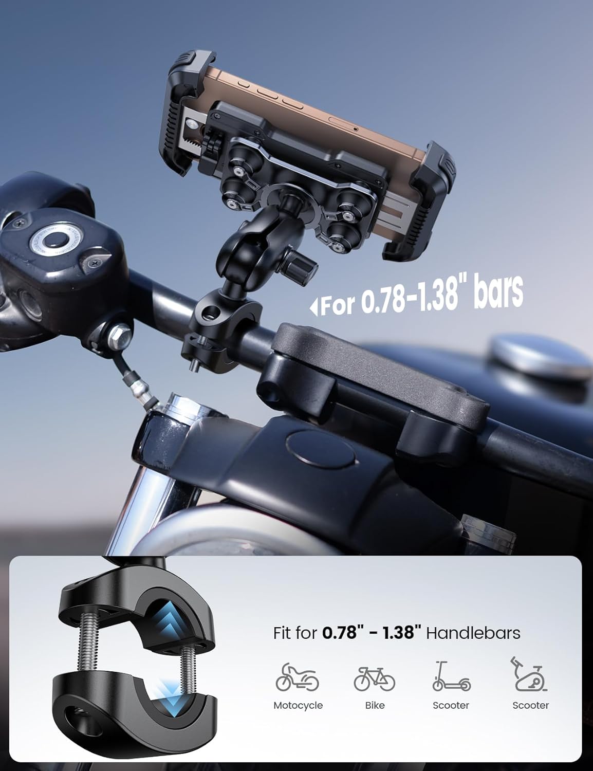 Detalle 2 de Lamicall Motorcycle Phone Mount 6.7"