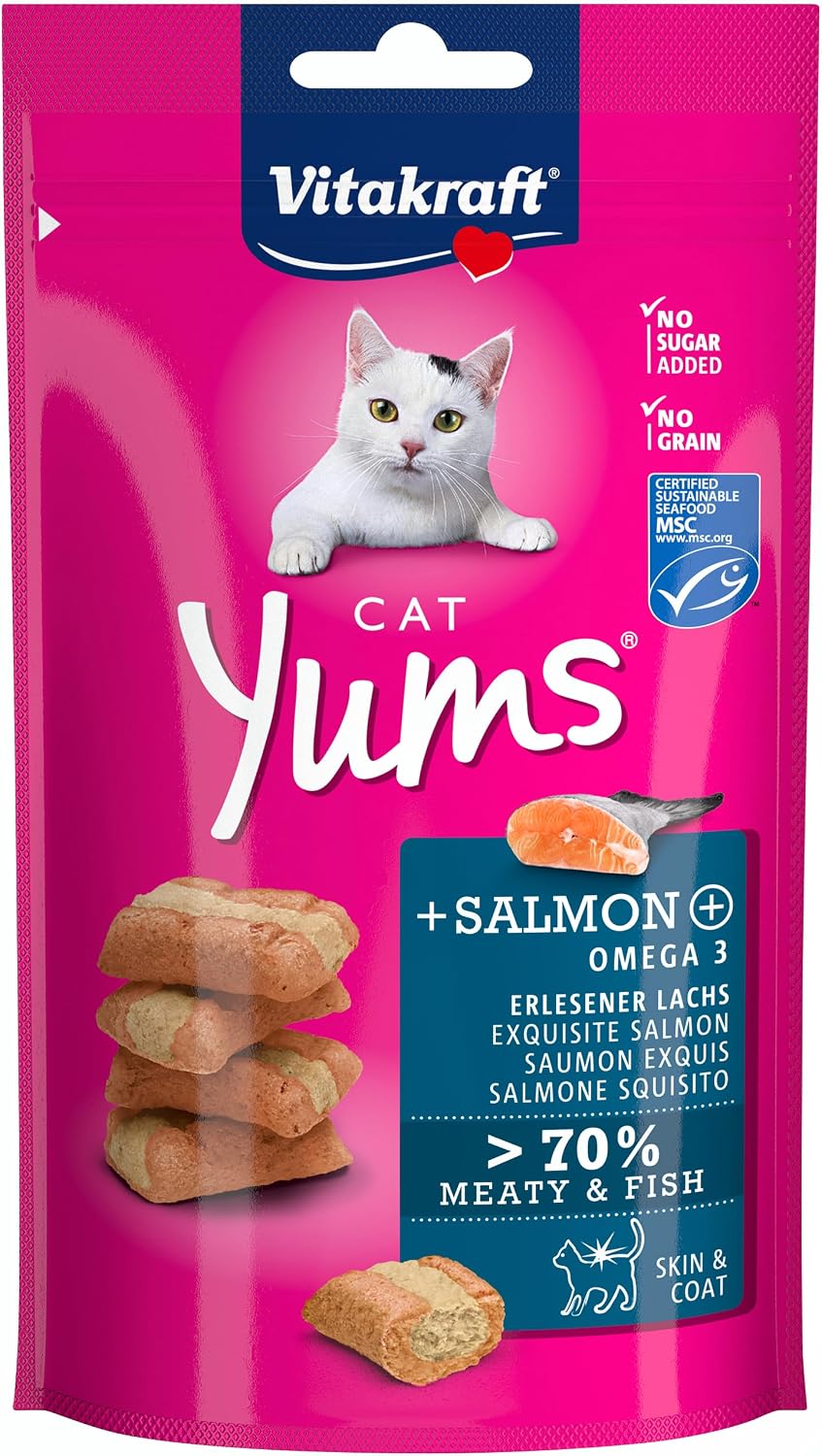 Detalle de VITAKRAFT Cat YUMS Friandises Moelleuses au Saumon — Sachet Refermable, 9x40g