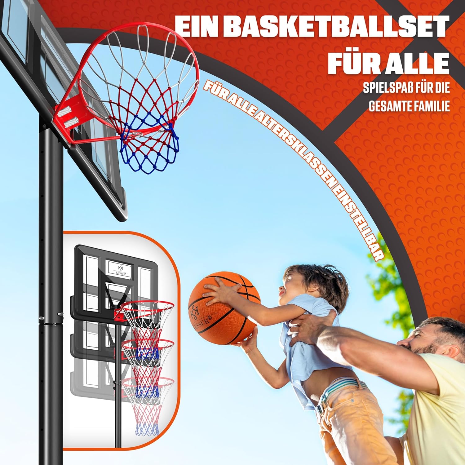 Detalle 2 de KESSER Basketballkorb verstellbar 230–305 cm