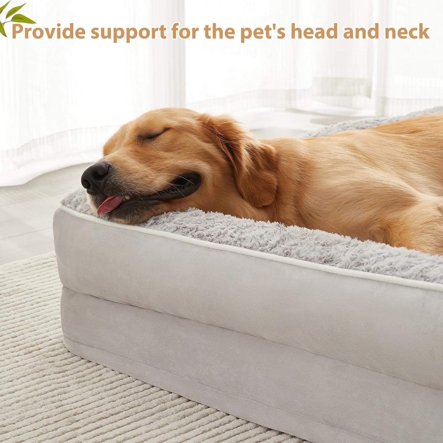 Detalle 2 de BFPETHOME Orthopedic Dog Bed, Rose Velvet
