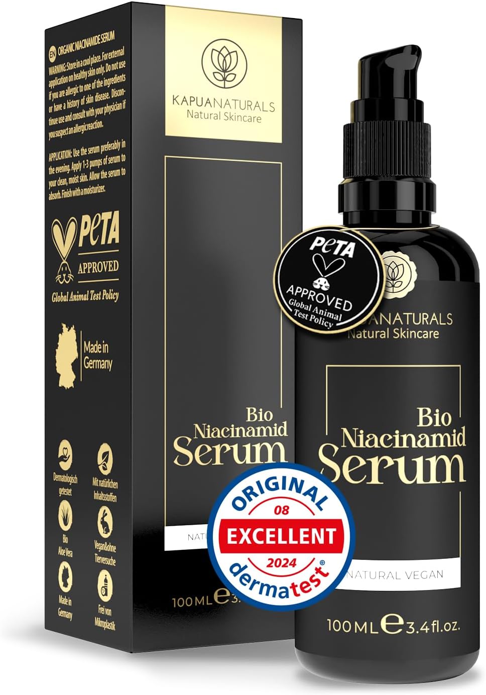 Siero Viso BIO Niacinamide ad alta concentrazione 100 ml – 10% Niacinamide + 1% Zinco PCA, con Ialuronato e Liquirizia