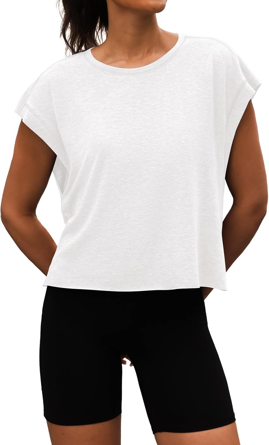 Detalle 2 de 3rd hill Women Open Back Workout Shirt – Short Sleeve Crop Tee