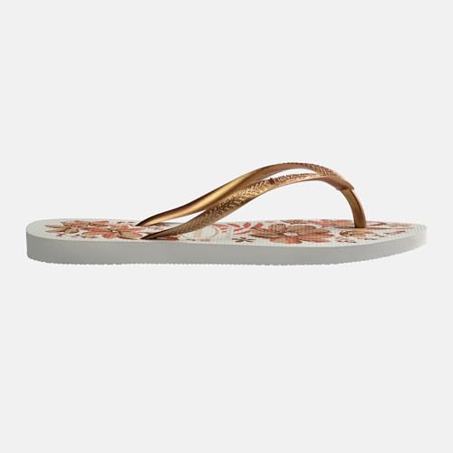 Detalle de Havaianas Slim Organic Donna FlipFlop White/Golden 37 EU: stile leggero e comfort affidabile