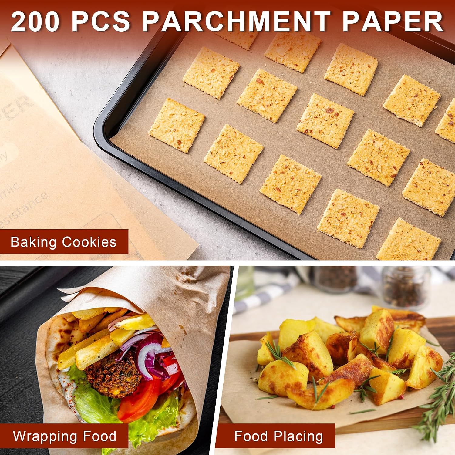 Thumbnail 3 de 200Pcs Parchment Paper 12x16 Non-Stick Sheets