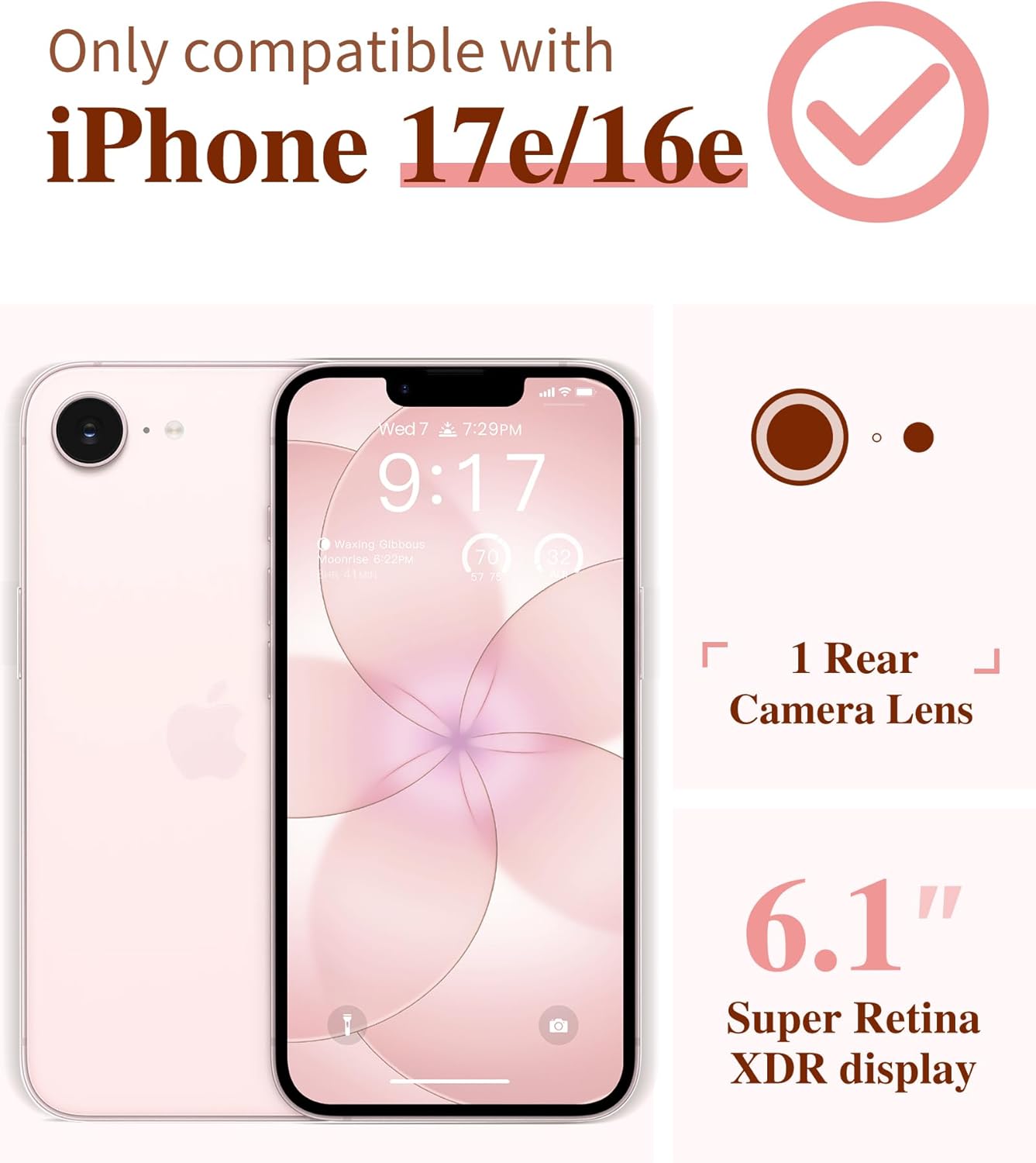 Detalle 2 de GVIEWIN Floral Clear Case for iPhone 17e/16e