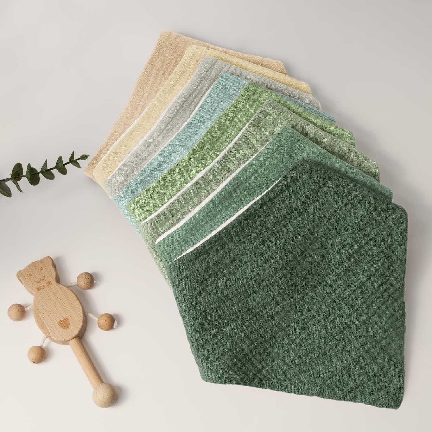 Thumbnail 5 de Bearmoss Muslin Baby Dribble Bibs 8 Pack
