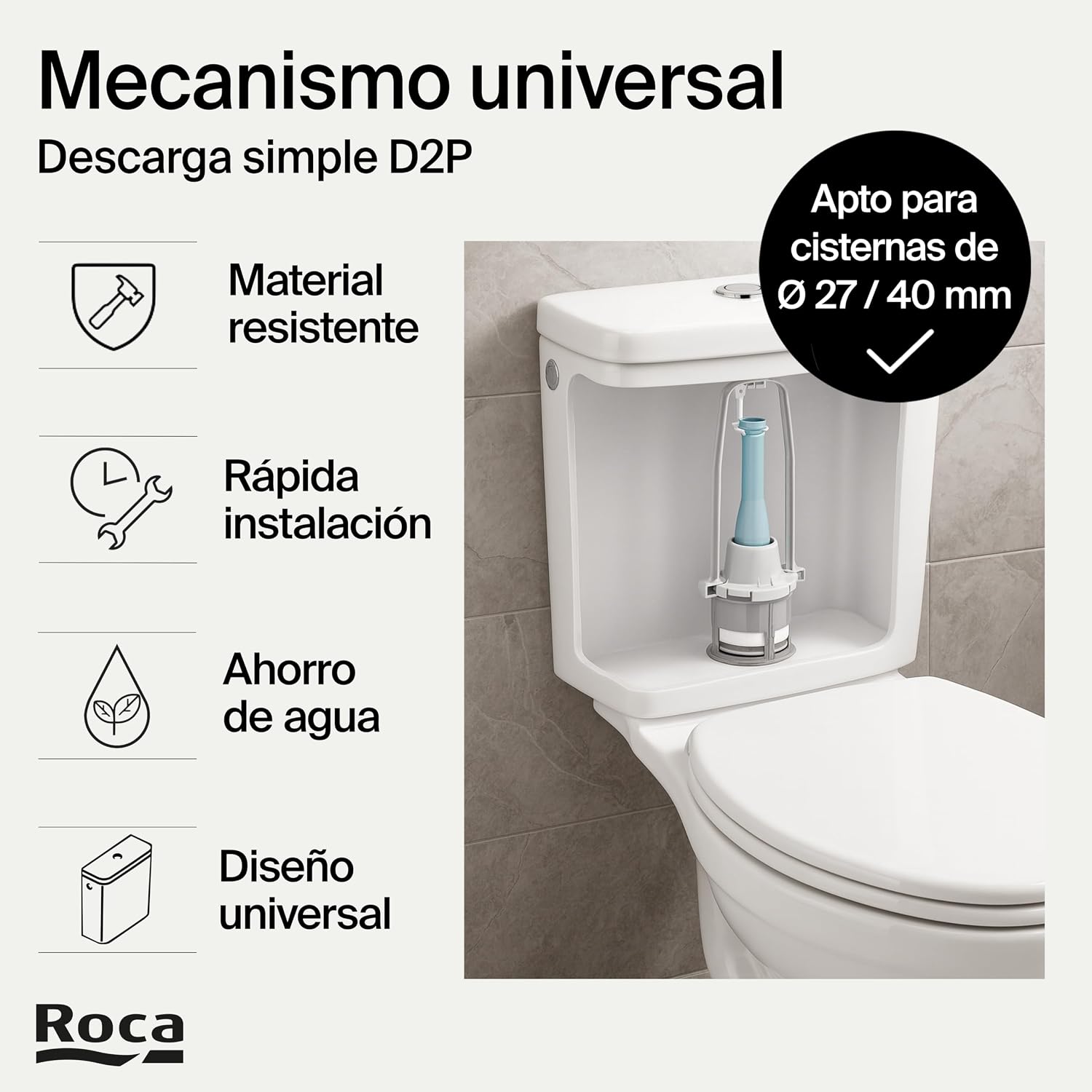 Detalle 2 de Roca A822502200 mecanismo 6 L para cisterna 🚽
