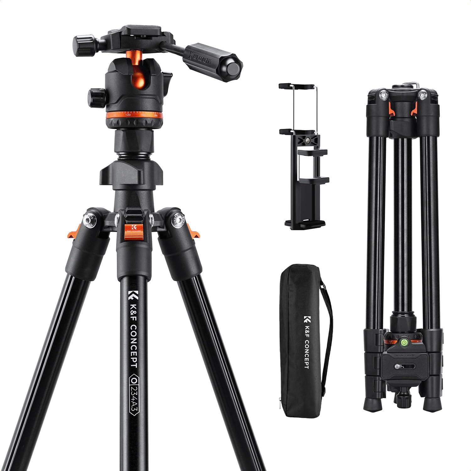 Detalle de K&F CONCEPT 71"/182cm Camera Tripod with Handle and Tilt Limiter