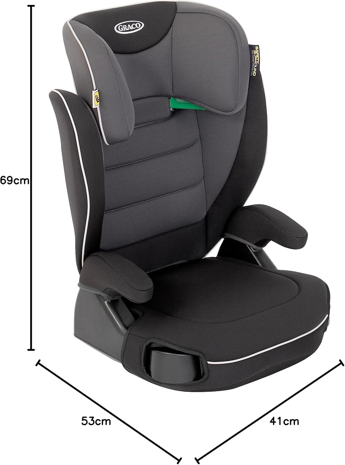 Detalle de Graco Logico L i-Size R129 Rialzo con schienale alto Midnight: seduta leggera e sicura per 100–150 cm
