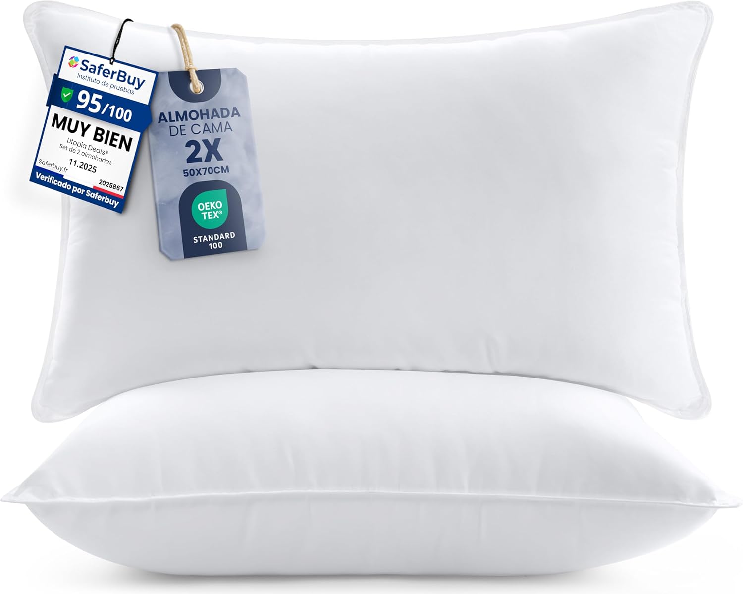 Detalle de Utopia Bedding Team Almohadas Siliconadas 50x70 cm 💤