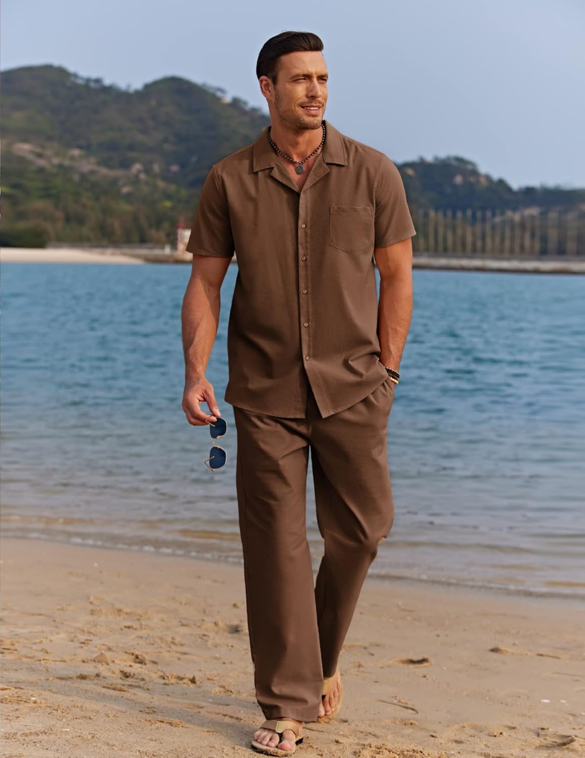 Detalle de COOFANDY Linen Beach Set 2 Piece
