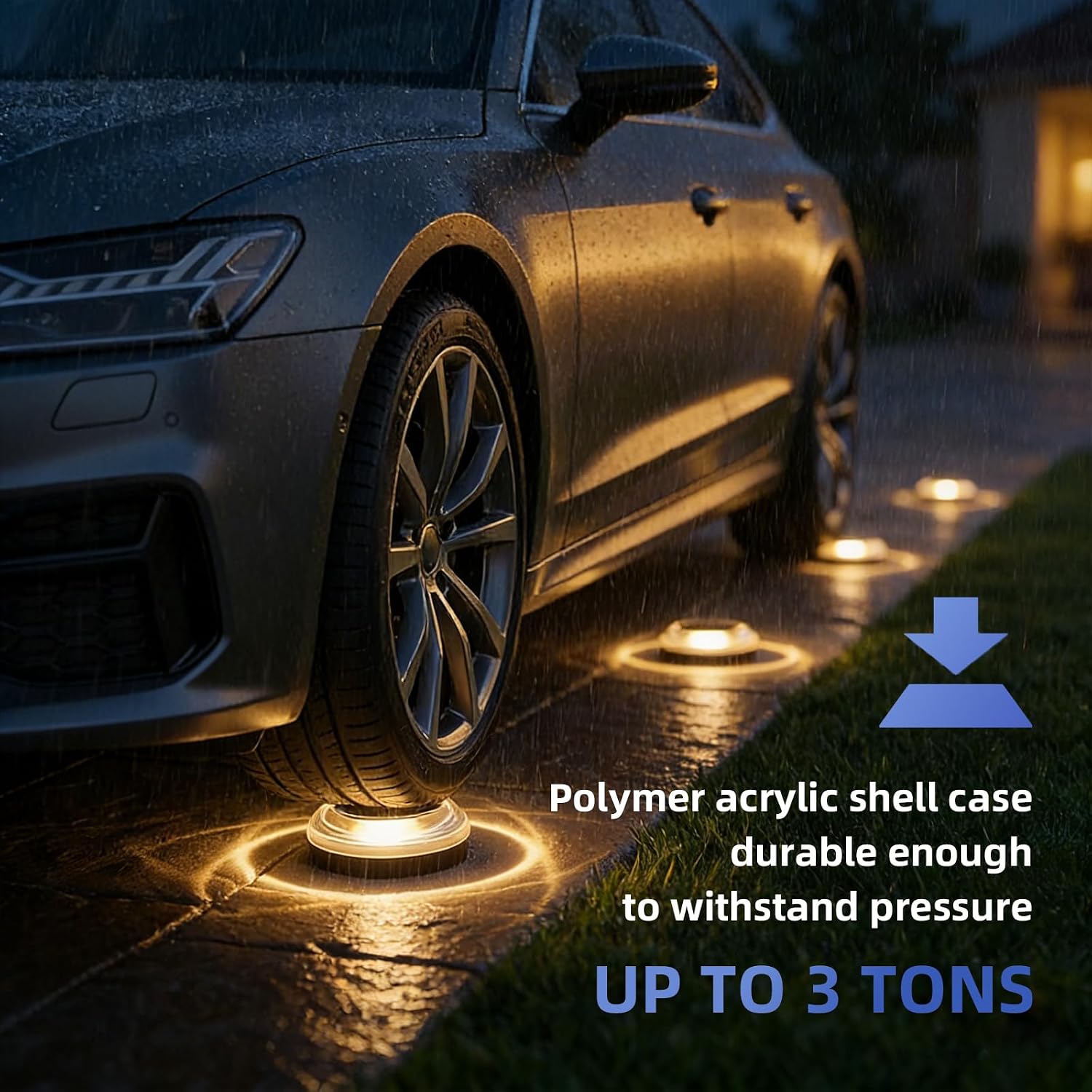 Detalle de LIANGLOME 2503A-12PK-WW Solar Ground Lights, 12-Pack, IP67, Warm White