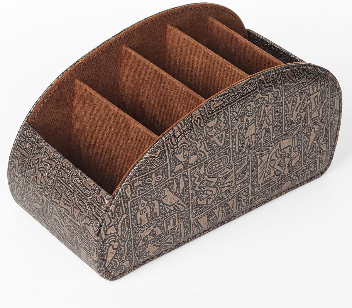 Detalle de WAYIFON Fernbedienungshalter mit 5 Taschen – Große Halterung für TV, DVD, 4K Stick und Bluray Fernbedienungen, Aufbewahrung für Stifte, L-Retro Braun