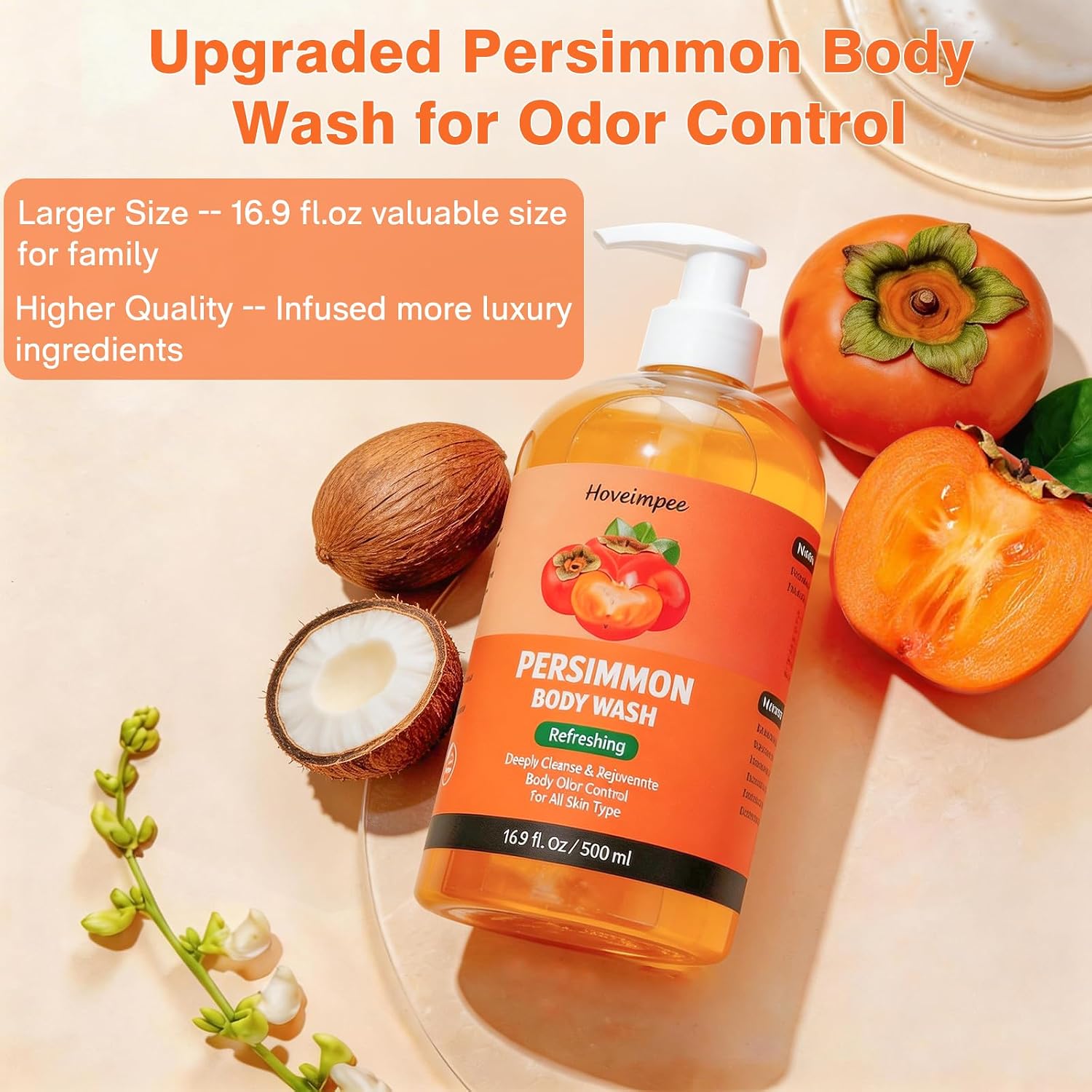 Detalle 2 de Hoveimpee Persimmon Body Wash, 16.9 fl oz, Odor-Control Formula