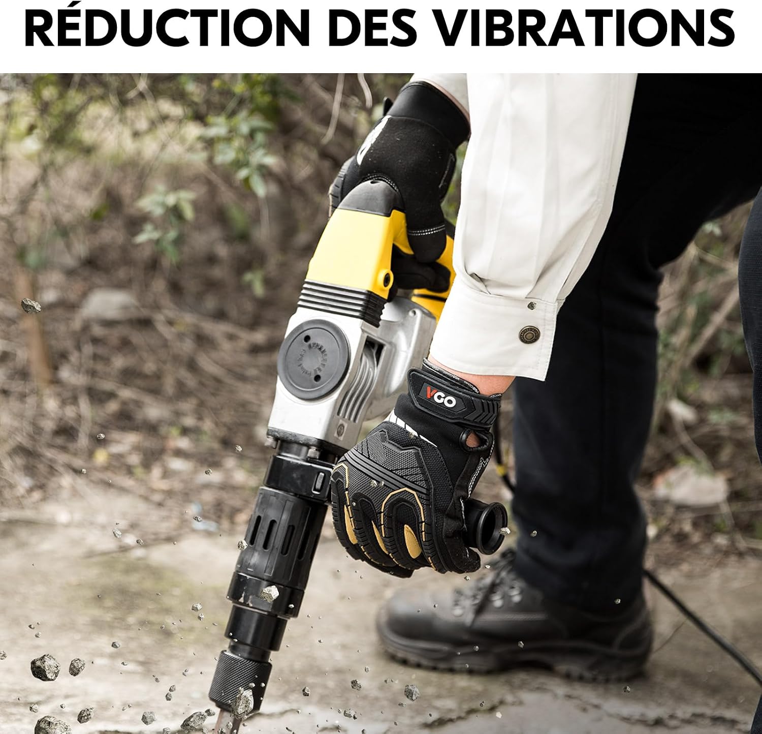 Detalle 2 de Vgo... Lot de 3 paires de gants de travail anti-vibrations SL8849,9 (L) noir et doré