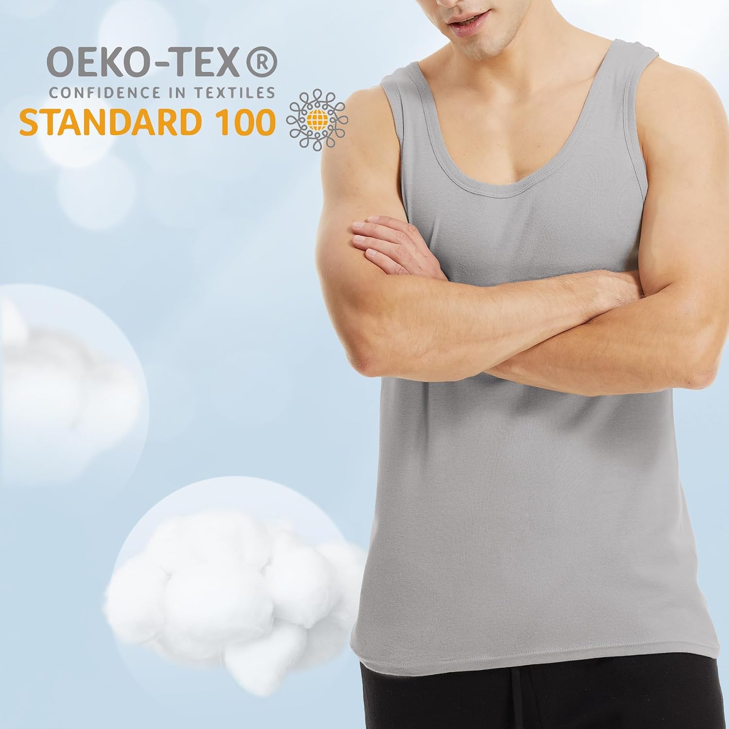 Detalle de Falechay Canottiera Uomo Pacco da 5 – 100% Cotone Elasticizzato, Comfort e Vestibilità Attillata