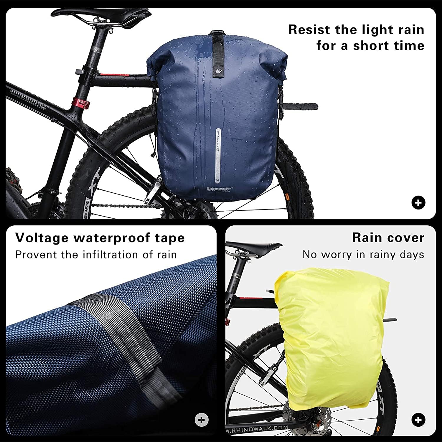 Thumbnail 3 de Rhinowalk 18L Waterproof Bike Pannier Bag with Laptop Compartment – Blue