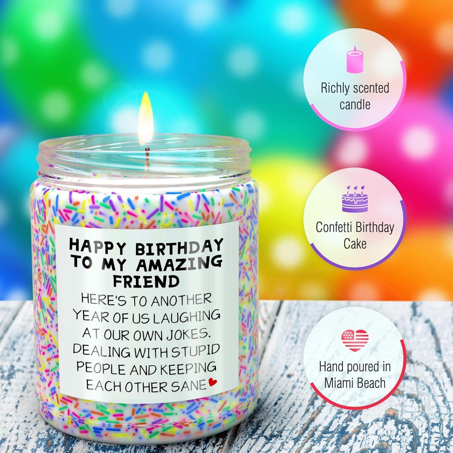 Thumbnail 2 de Birthday Gifts for Women Friend Bestie: Lavender Birthday Cake Scented 9oz Candle