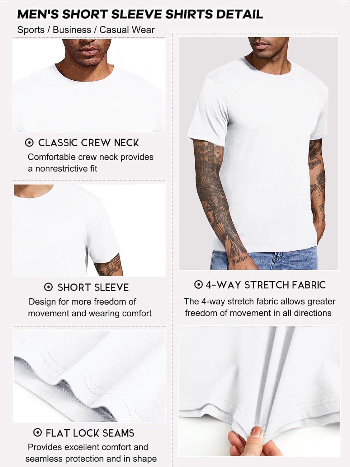 Detalle 1 de Herren T-Shirts mit 4er Set Baumwolle