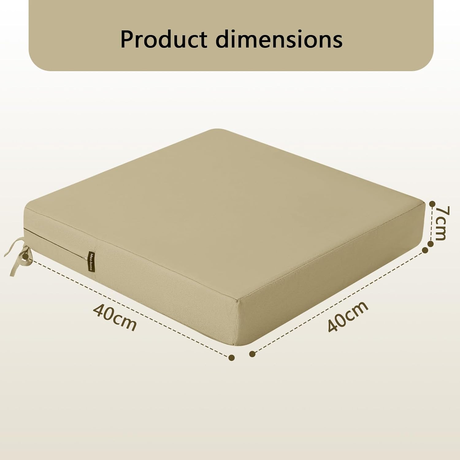 Detalle de PRIMEPATIO Outdoor Chair Cushions Set of 2 – 7cm Thick, Waterproof 40x40cm (Light Khaki)