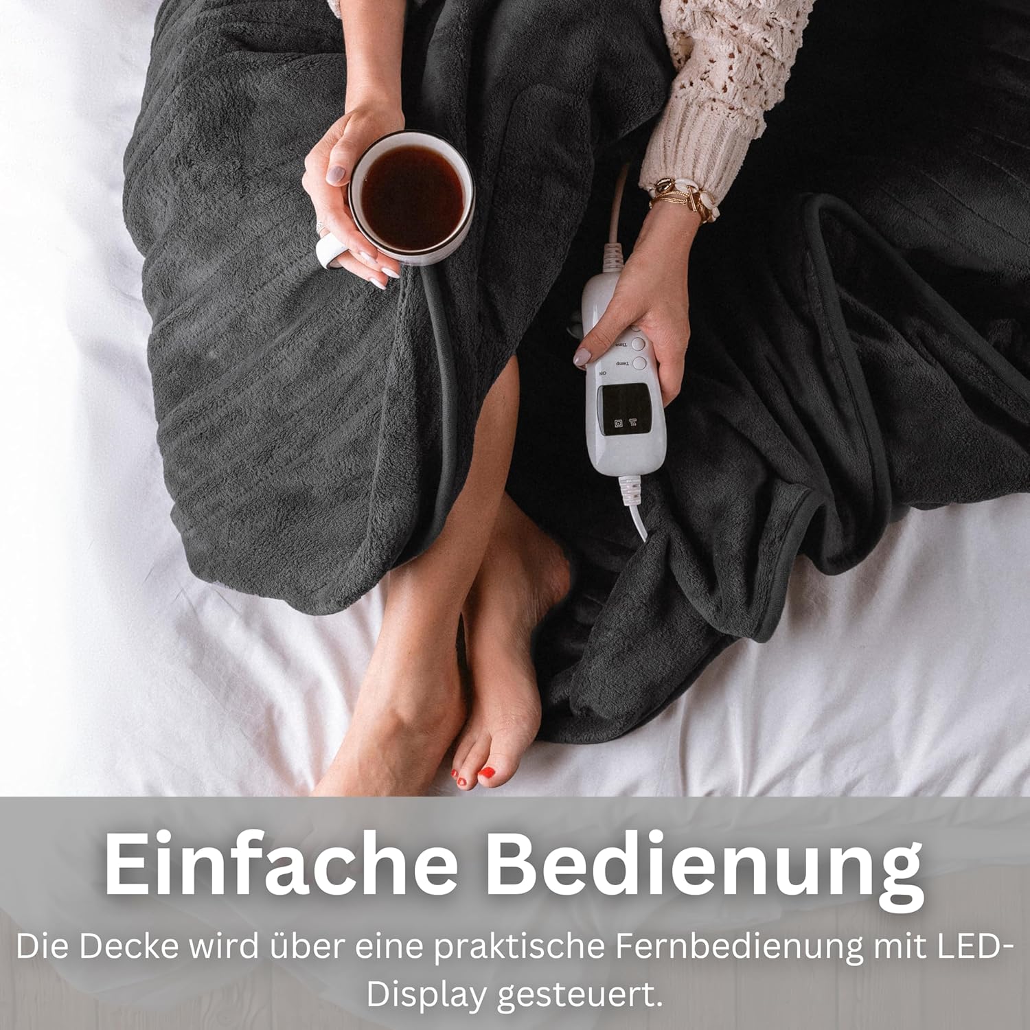 Detalle de Steinborg Heizdecke 180x130 cm mit Abschaltautomatik – Wärmedecke für Bett und Sofa