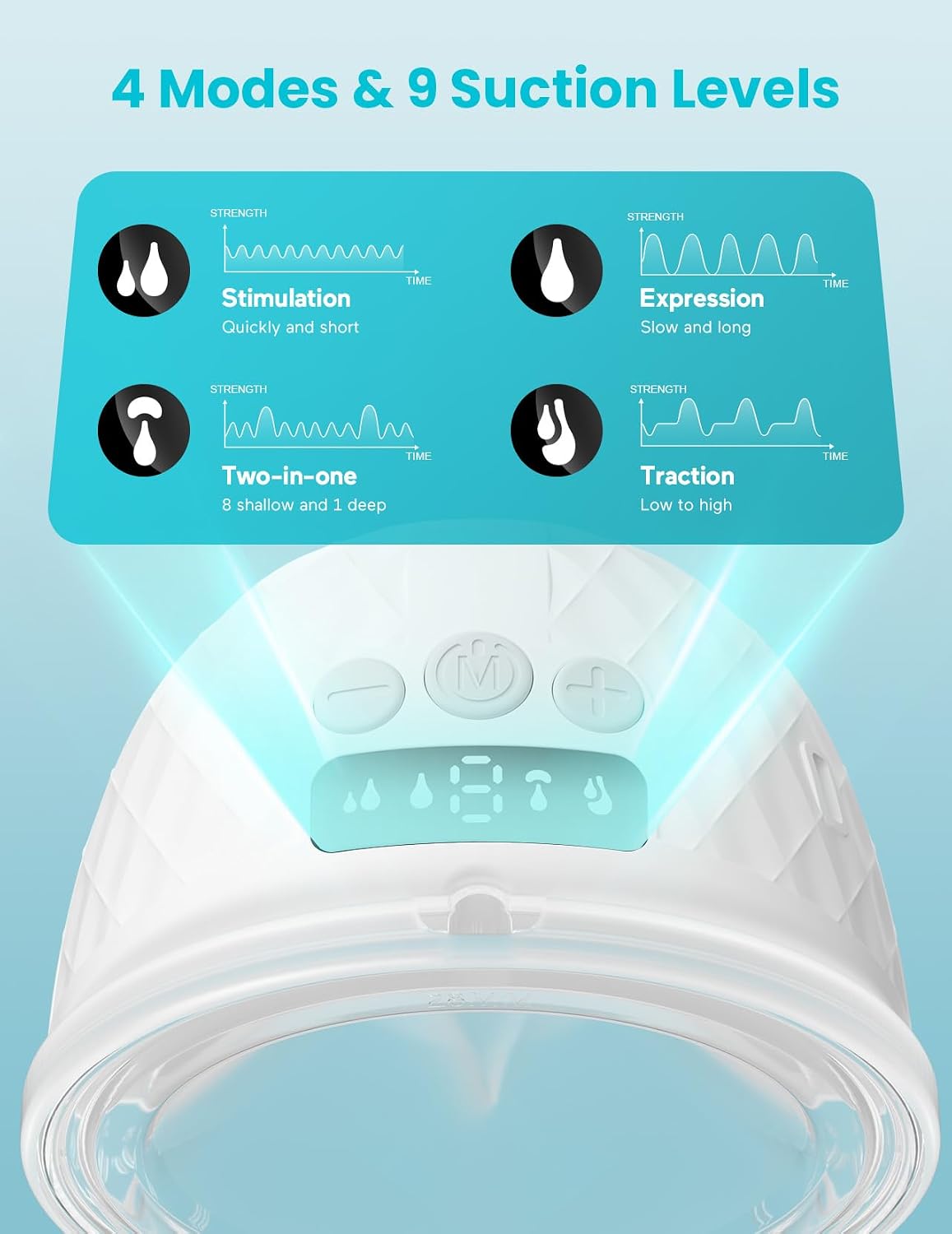 Thumbnail 3 de Paruu P10 Electric Breast Pump Hands Free (2 Pack) – 338 mmHg Strong Suction, 4 Modes & 9 Levels, Wearable & Portable