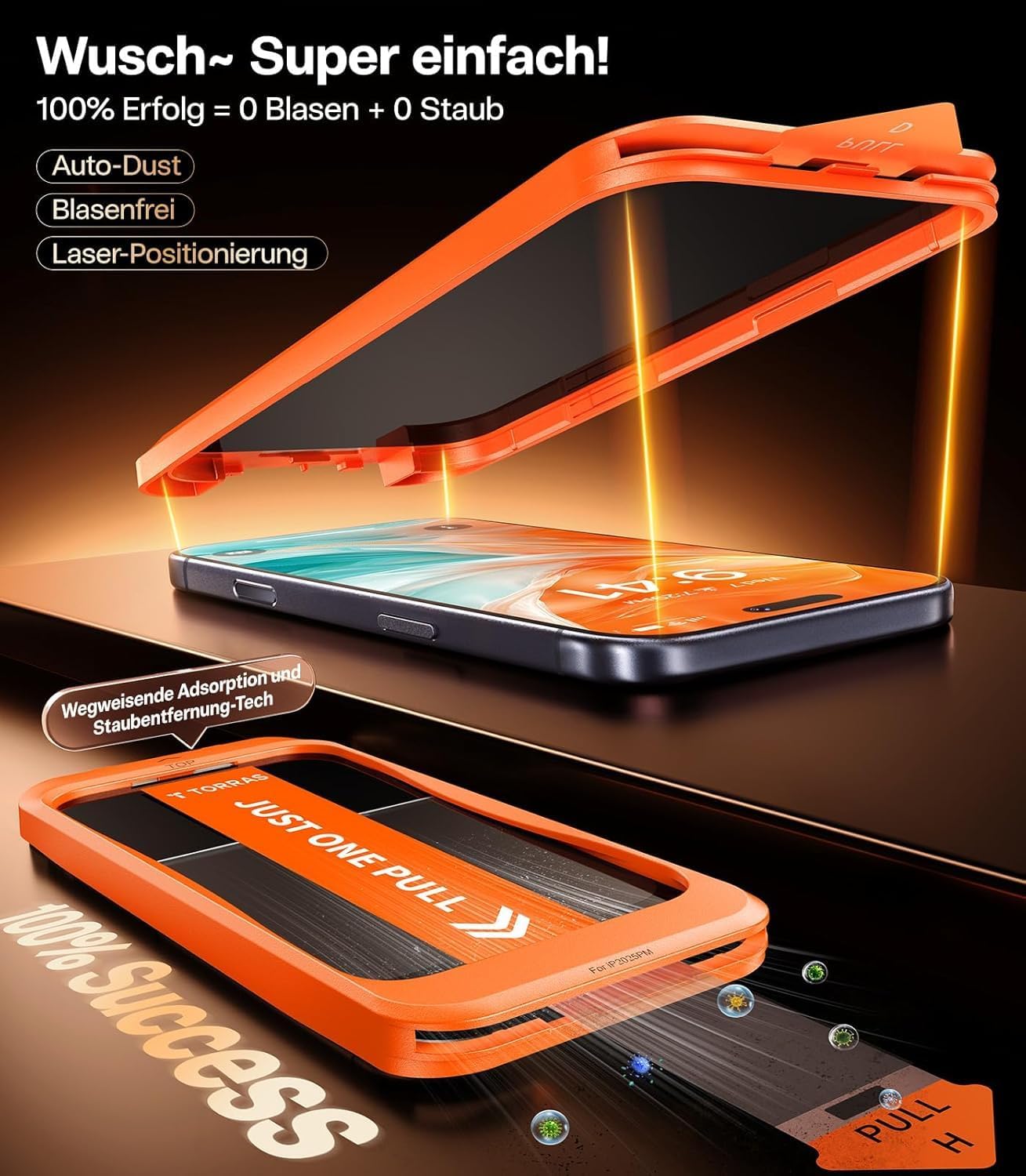 Thumbnail 6 de TORRAS iPhone 17 Panzerglas Sichtschutz – 9H+ Schutzfolie, 2er Pack, 0 Blasen, Full Screen