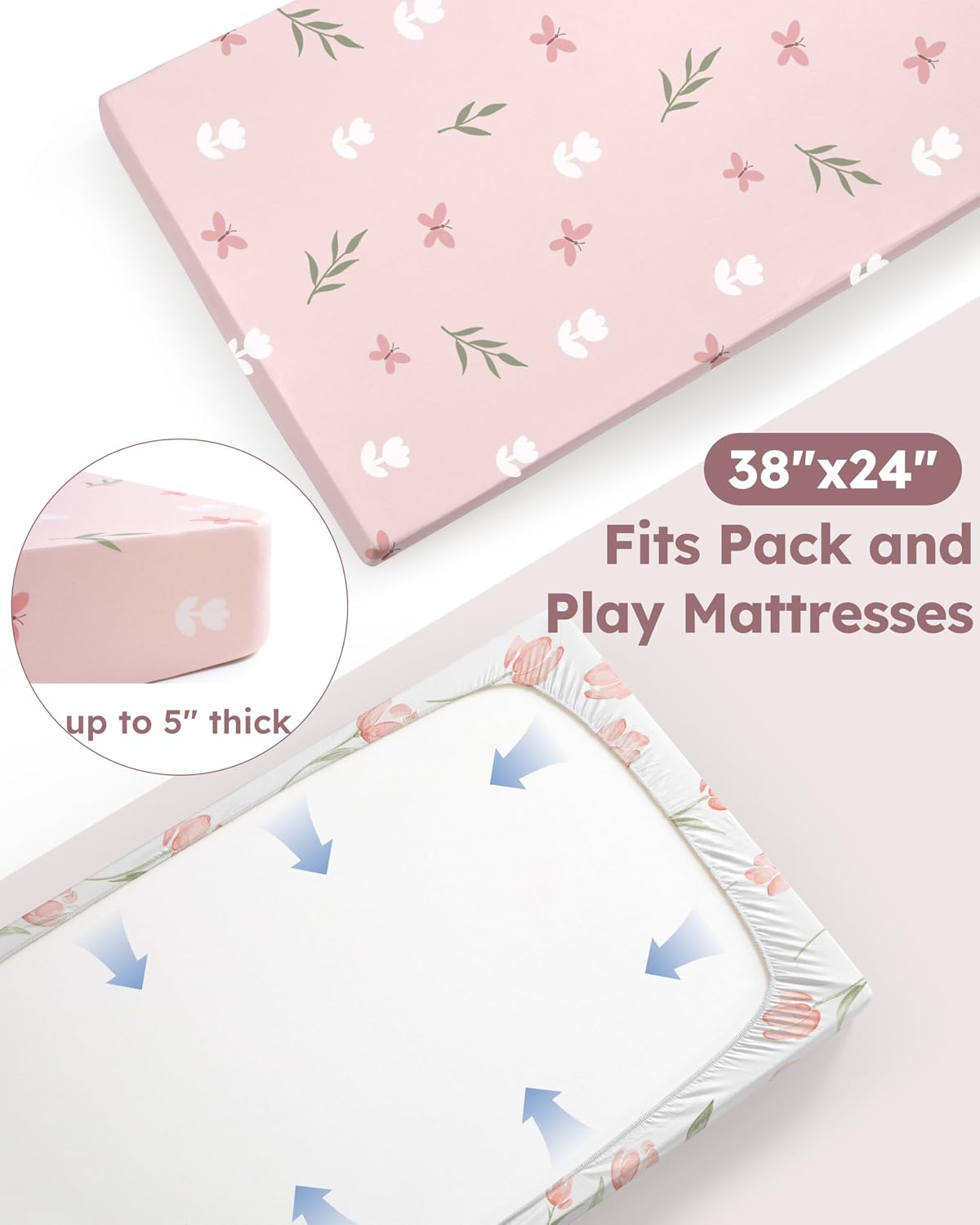 Detalle de Nyessmee Mini Crib Sheets, 38 x 26 in