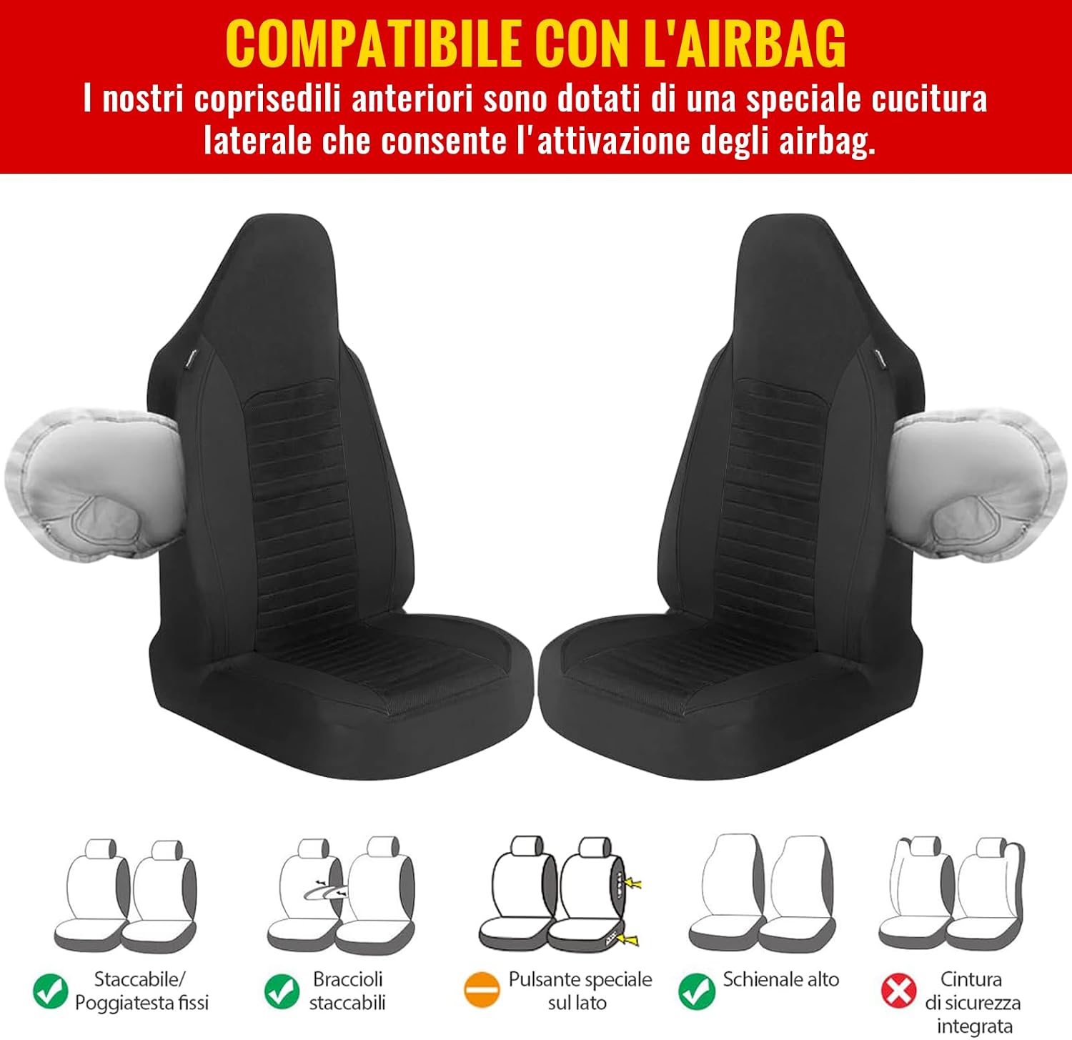 Detalle 1 de AUTOYOUTH Coprisedili anteriori universali per sedili con airbag