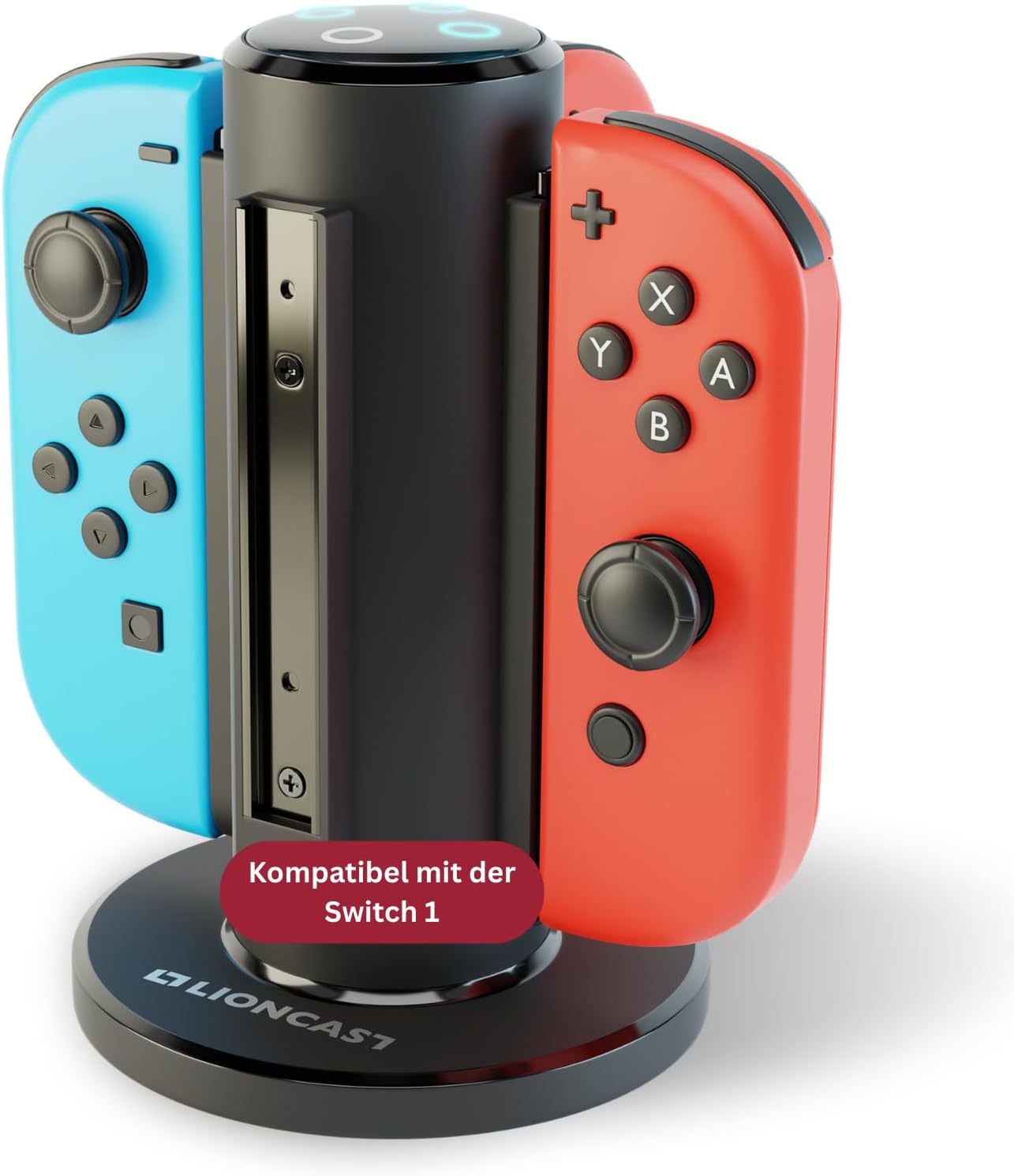 Detalle de LIONCAST Ladestation für bis zu 4 Joy-Cons mit LED-Ladeanzeige – kompatibel mit Nintendo Switch