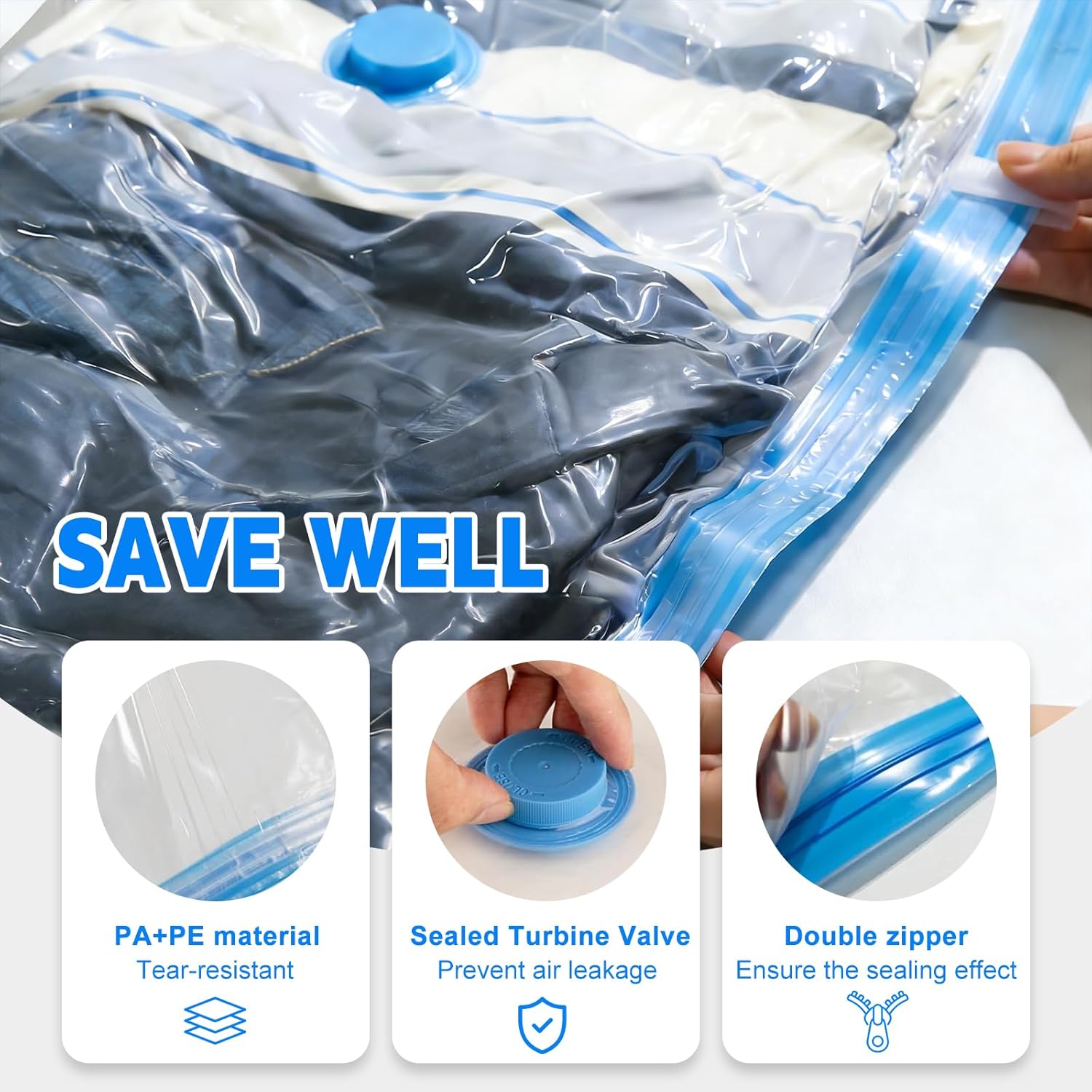 Thumbnail 6 de 12 Pack Vacuum Storage Bags with Wireless Electric Pump – 3-Size Combo for Travel and Home