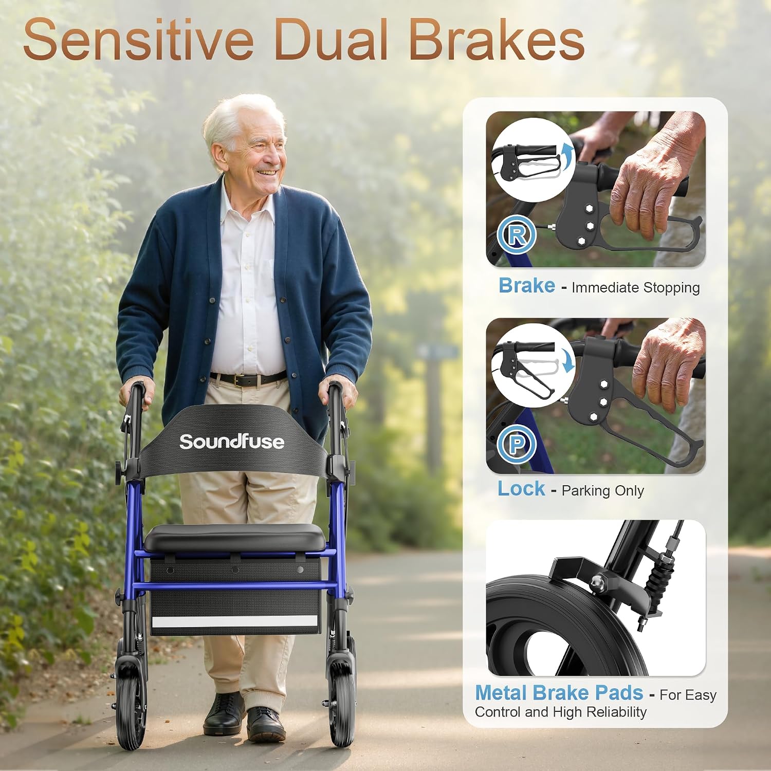 Detalle 2 de Soundfuse Rollator Walkers 350 lb capacity 🚶